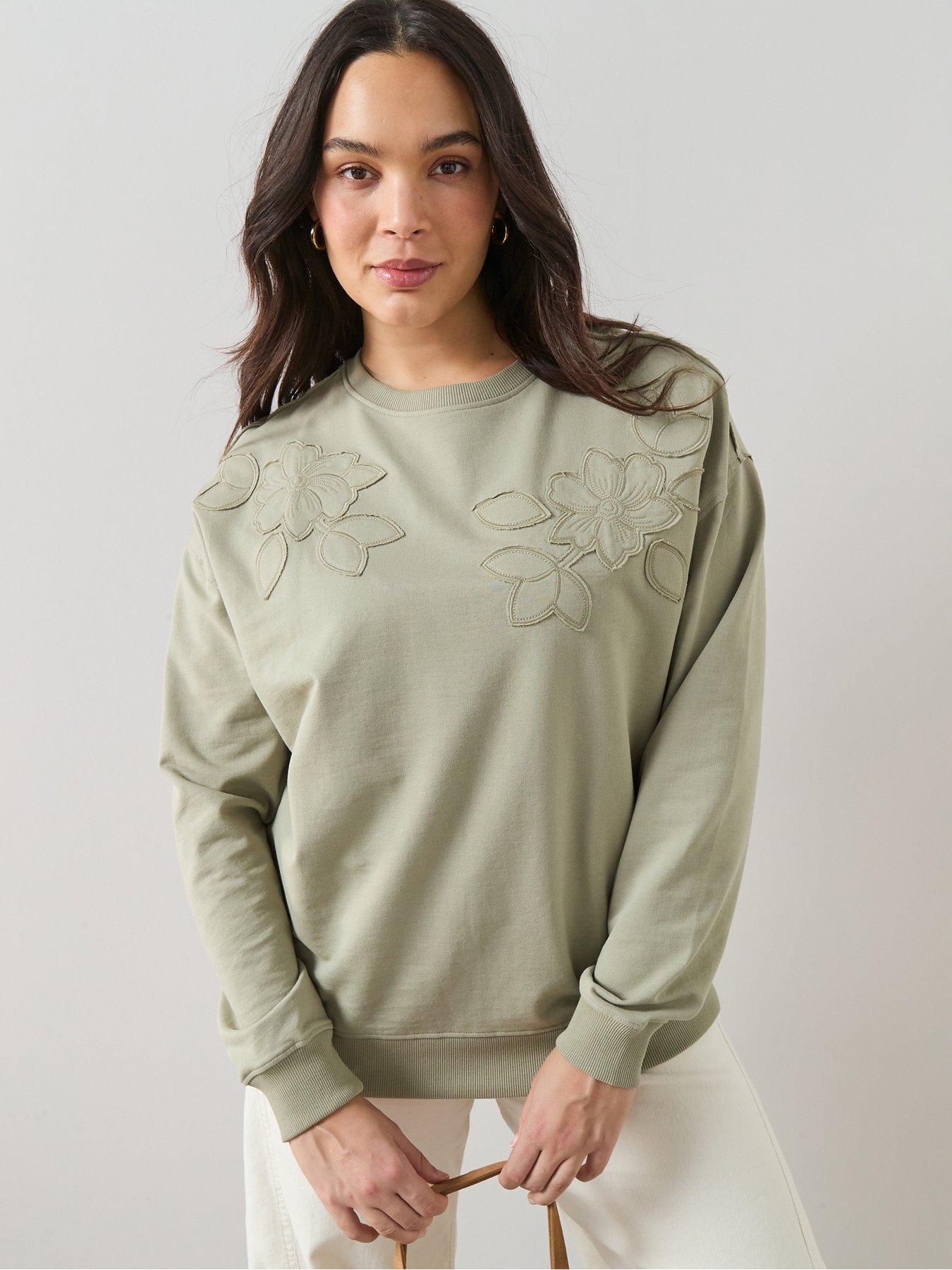 The Very Collection Curve Floral Applique Sweat
