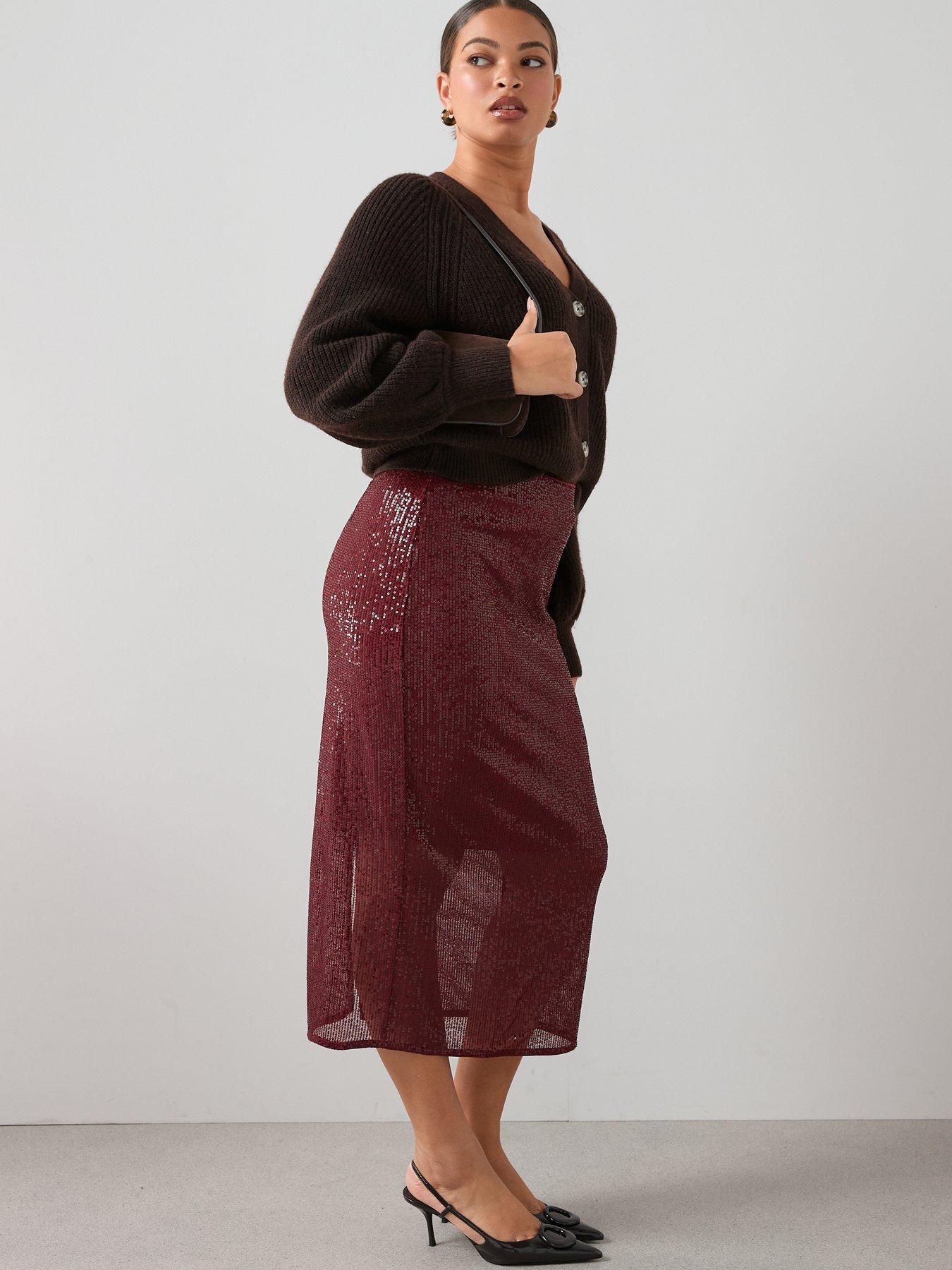 Image 4 of 7 of The Very Collection Curve Sequin Midi Skirt