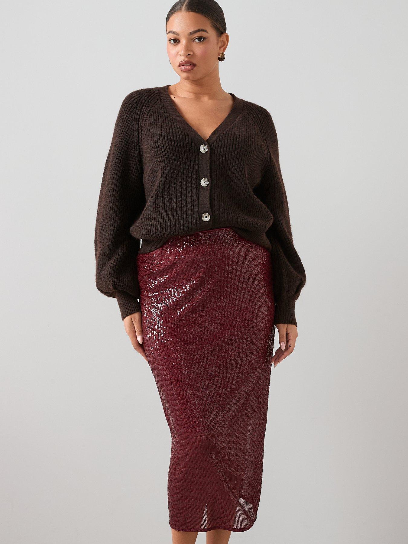 Image 5 of 7 of The Very Collection Curve Sequin Midi Skirt