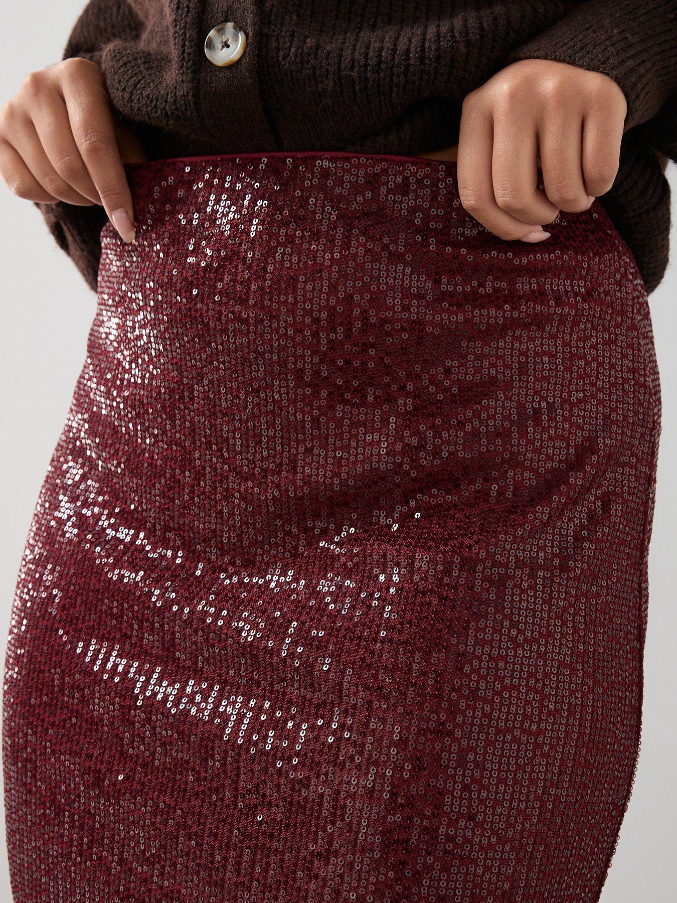 Image 6 of 7 of The Very Collection Curve Sequin Midi Skirt