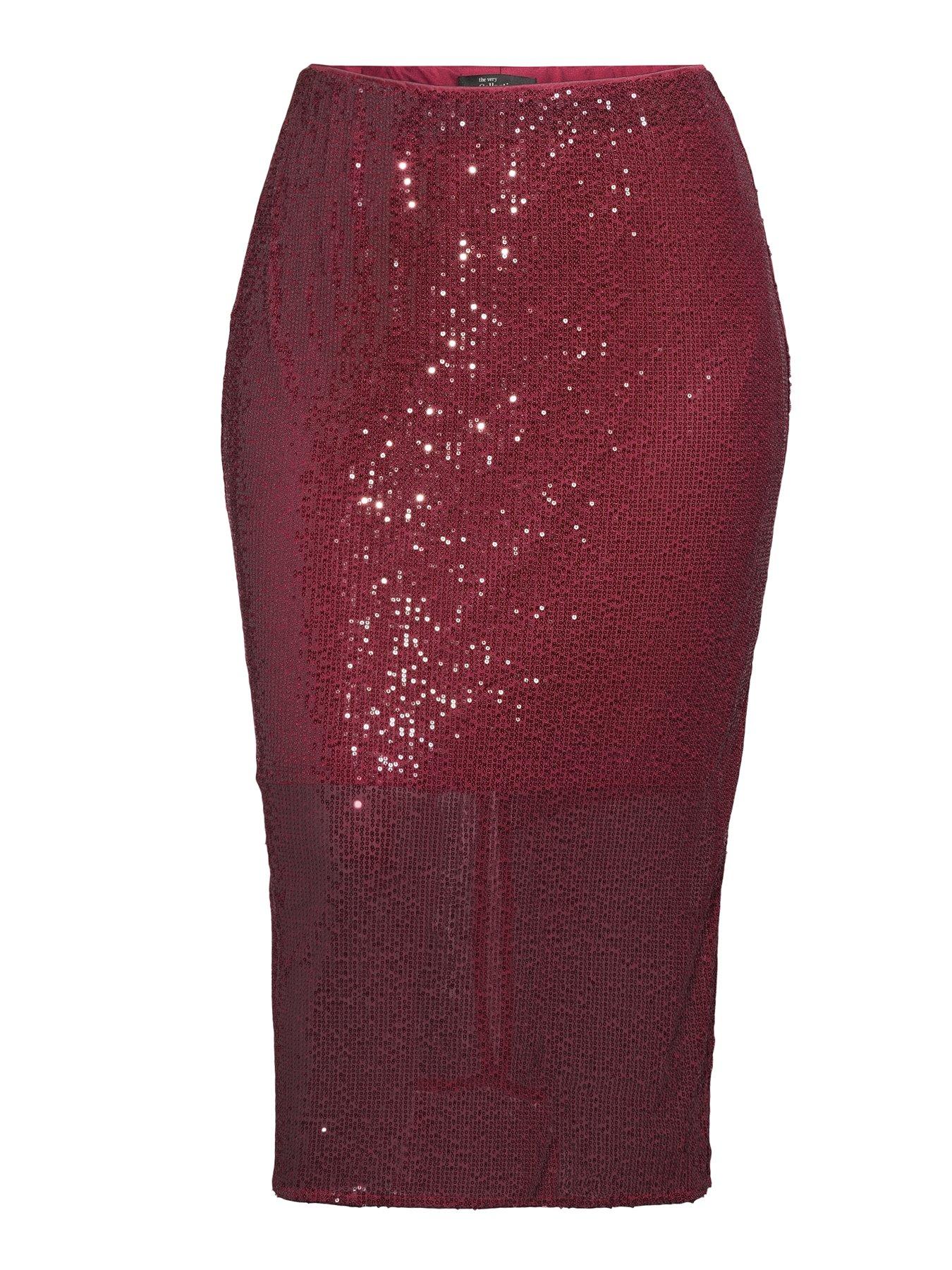 Image 7 of 7 of The Very Collection Curve Sequin Midi Skirt