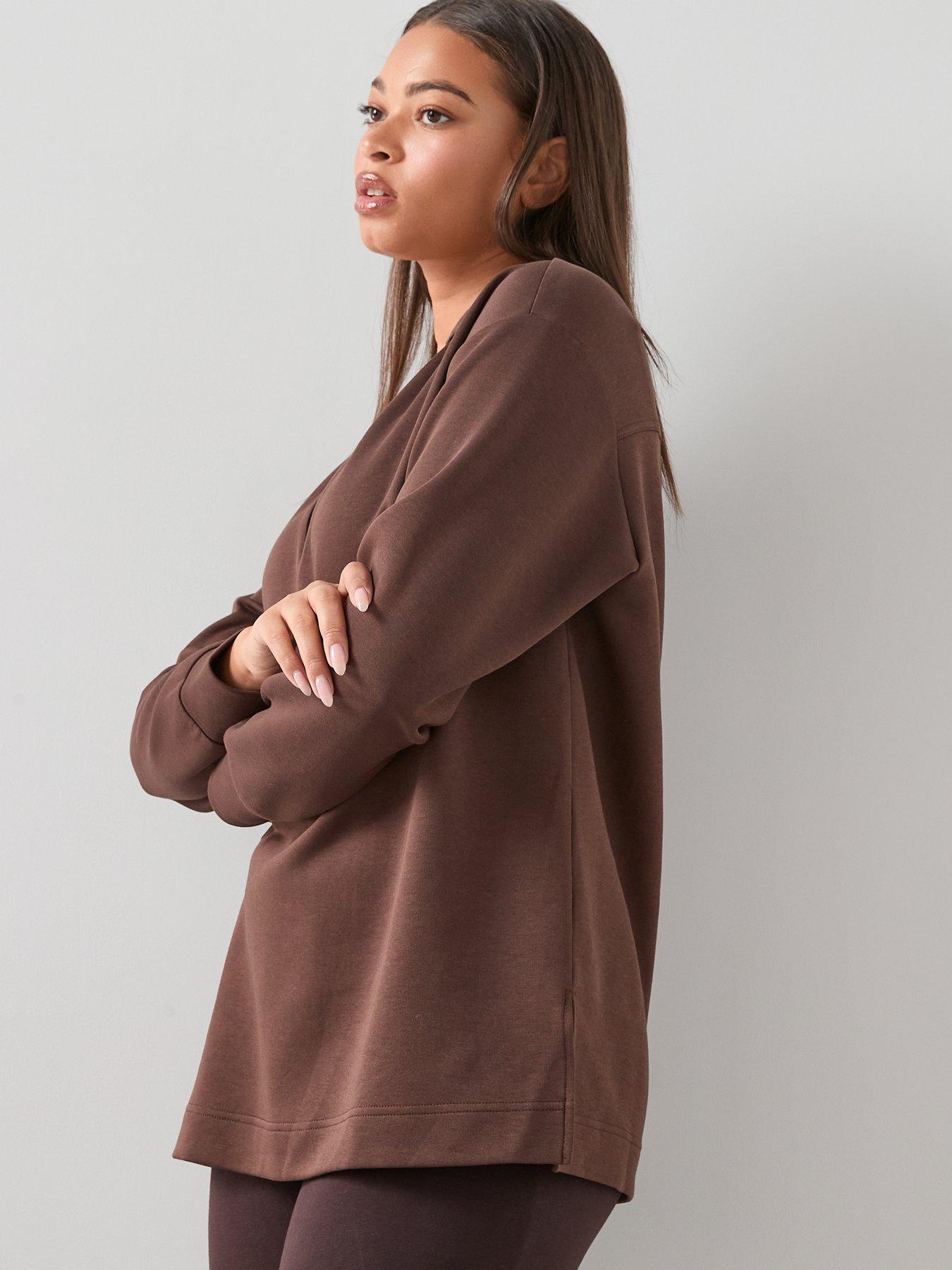 the-very-collection-curve-v-neck-soft-touch-sweatshirt-dark-browndetail