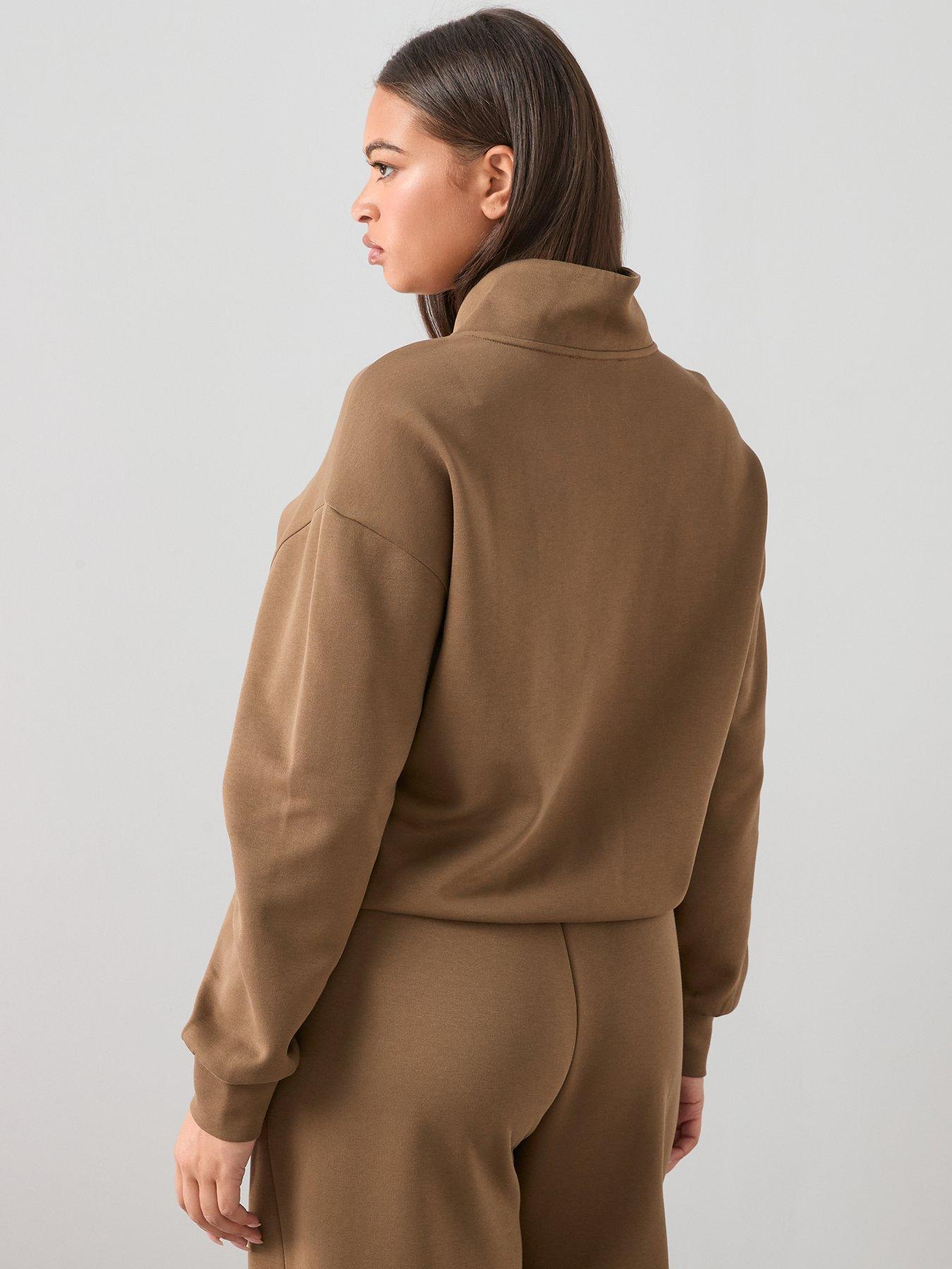 Image 2 of 7 of The Very Collection Curve Half Zip Sweat Co-ord - Olive