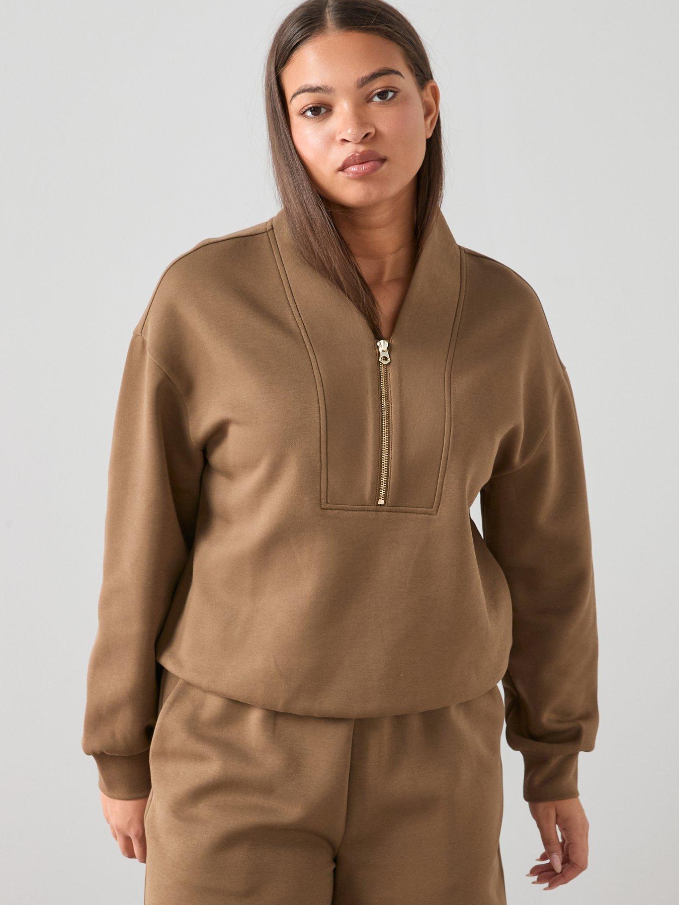 Image 4 of 7 of The Very Collection Curve Half Zip Sweat Co-ord - Olive