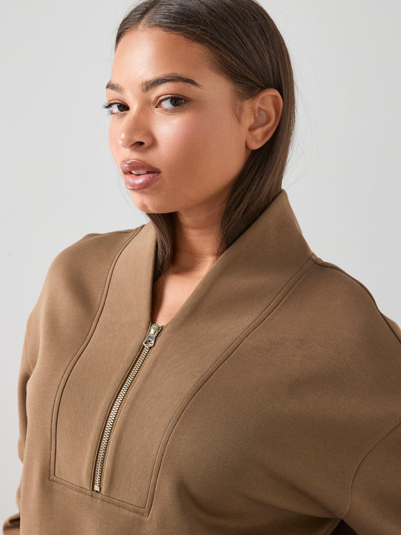 Image 5 of 7 of The Very Collection Curve Half Zip Sweat Co-ord - Olive