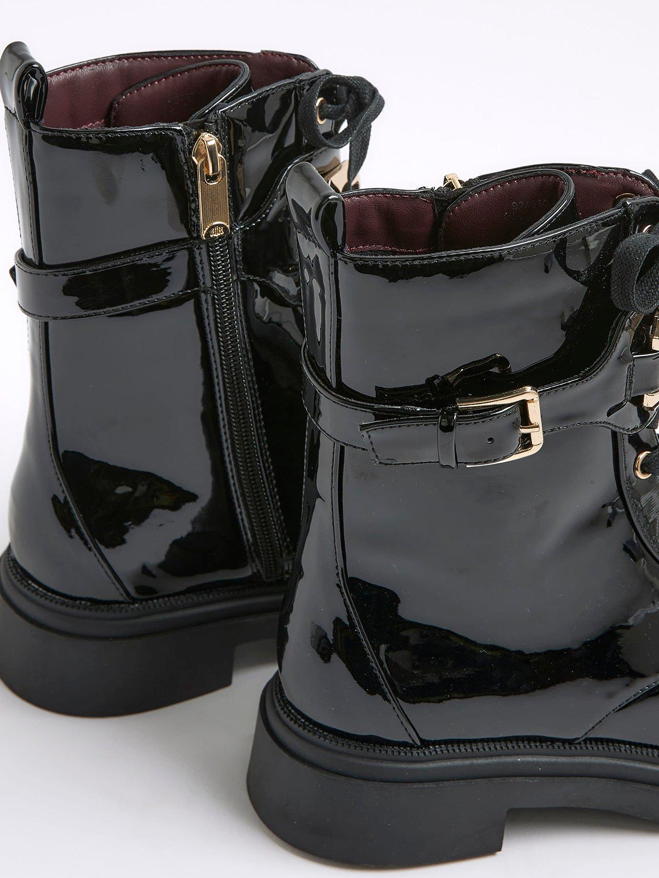 Image 5 of 6 of River Island Lace Up Chunky Boots - Black