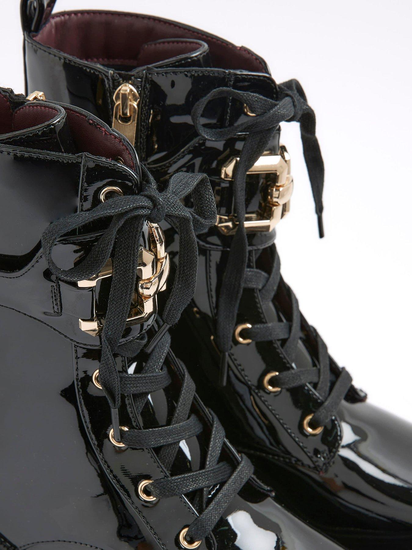 Image 6 of 6 of River Island Lace Up Chunky Boots - Black