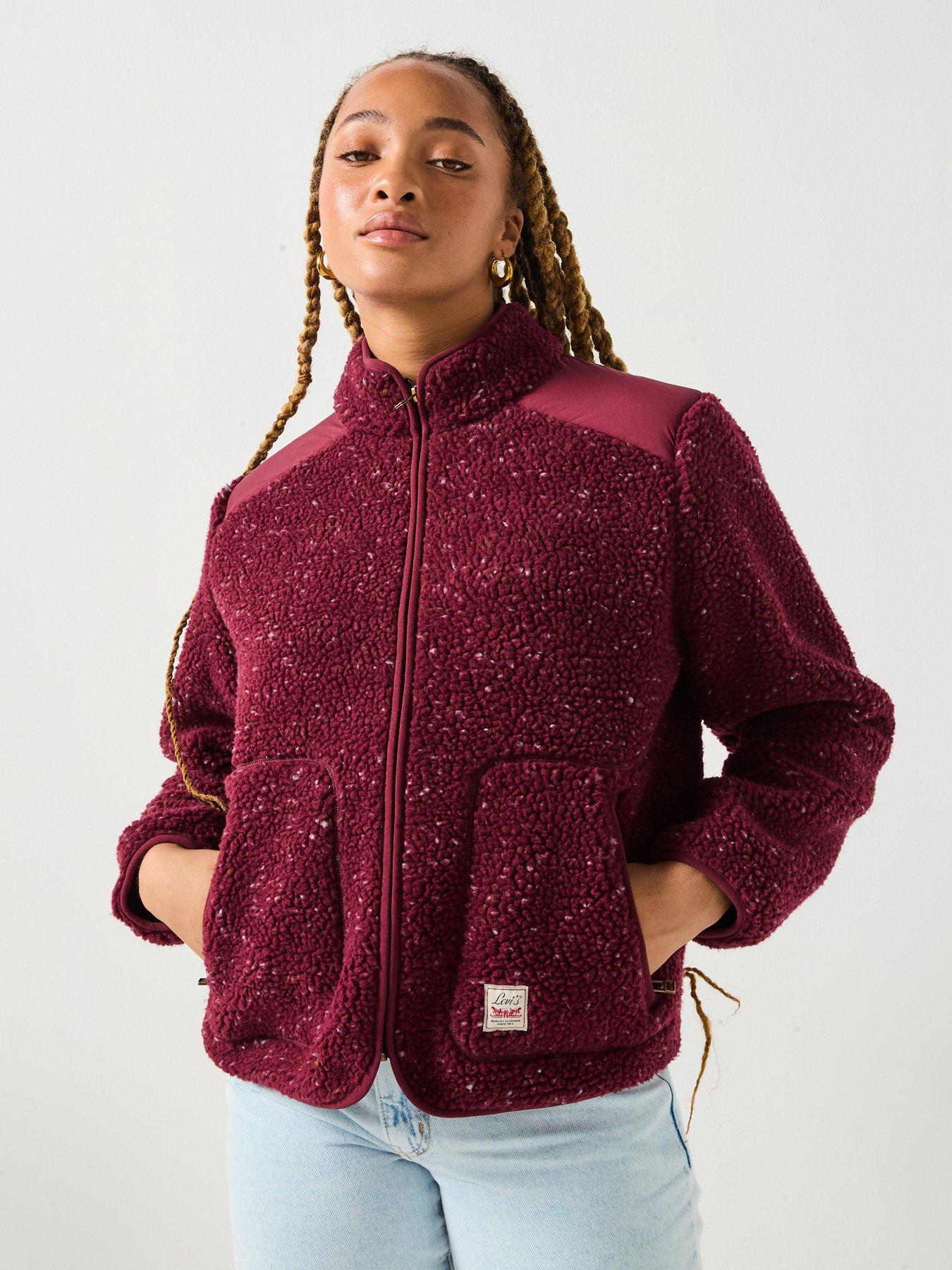 Levi's Sienna Sherpa Jacket - H225 Nep Tawny Port with Gray Mist and Bison - Red