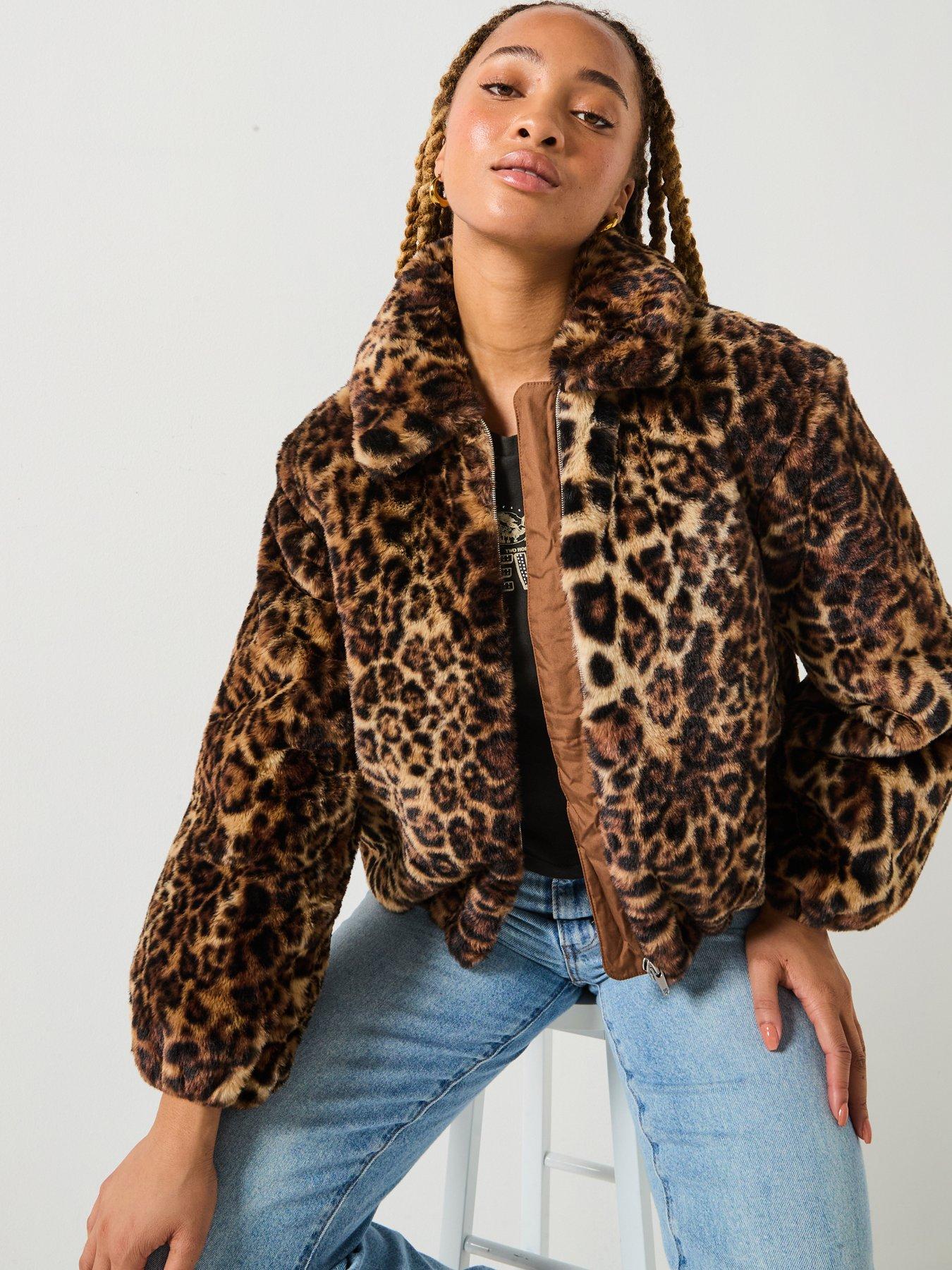 Levi's Elle Sherpa Leopard Jacket - Black Amber - Beige