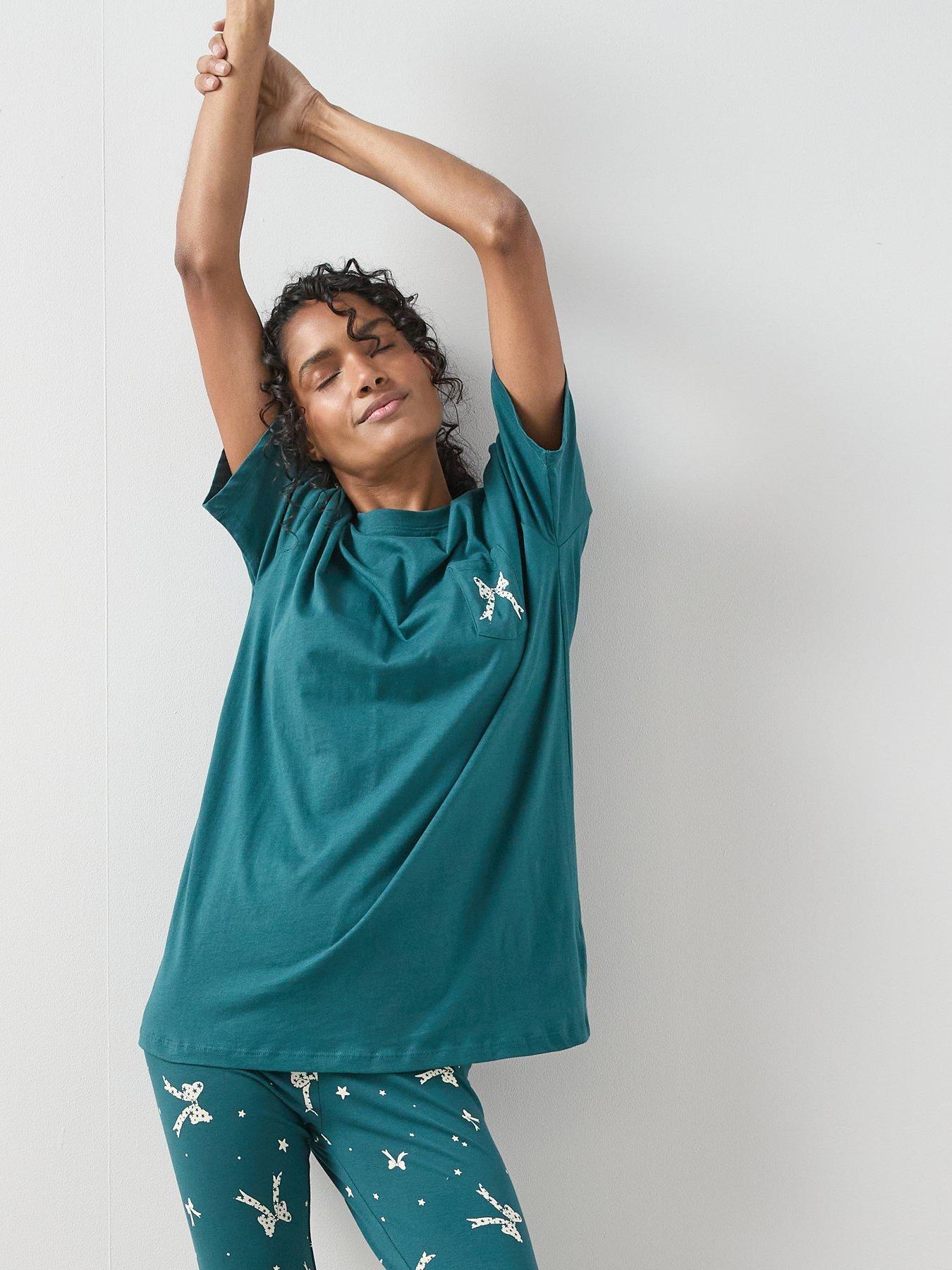the-very-collection-longline-tshirt-ribbon-print-legging-pj-set-greendetail
