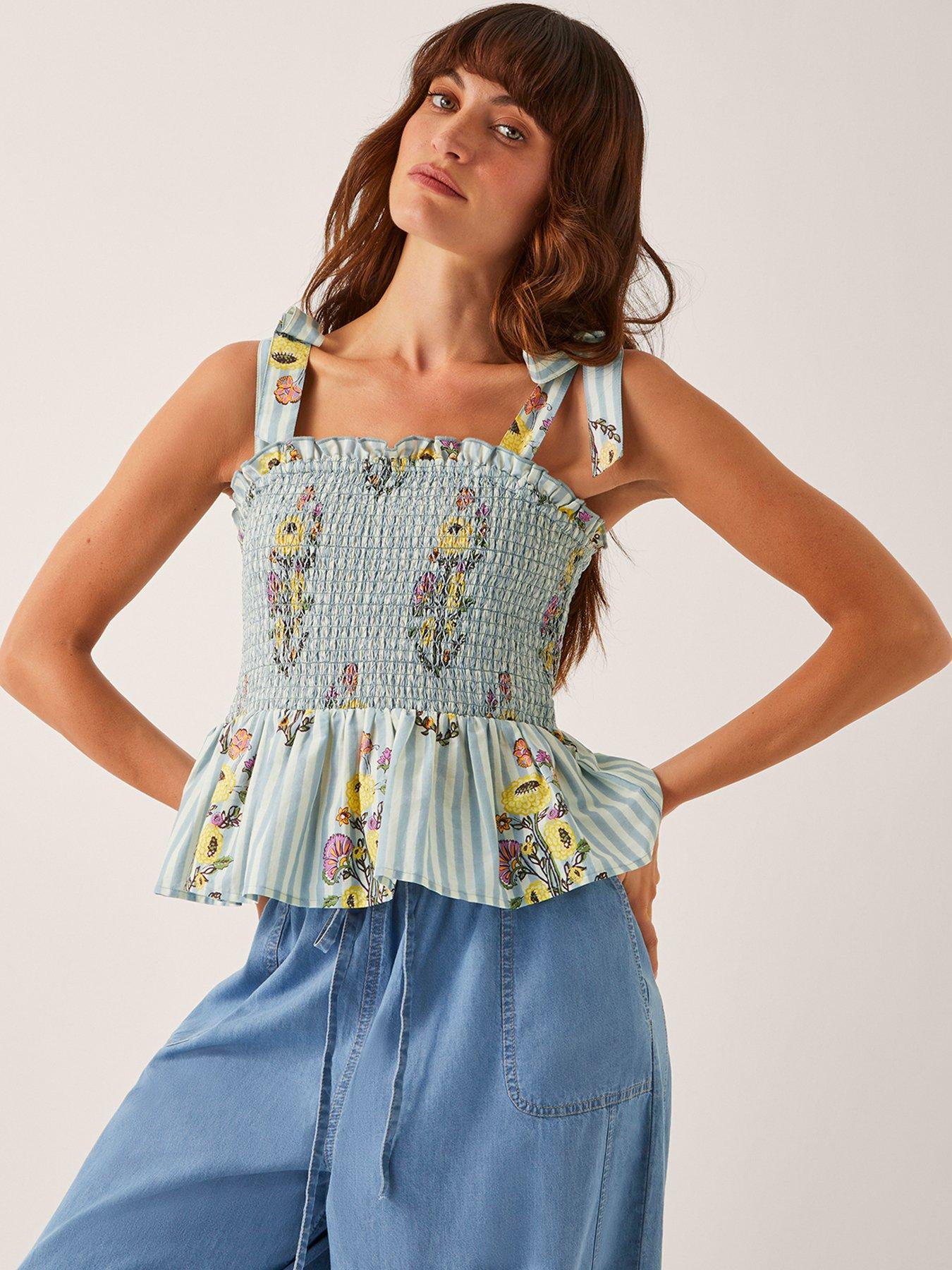 monsoon-lucille-shirred-top-bluefront