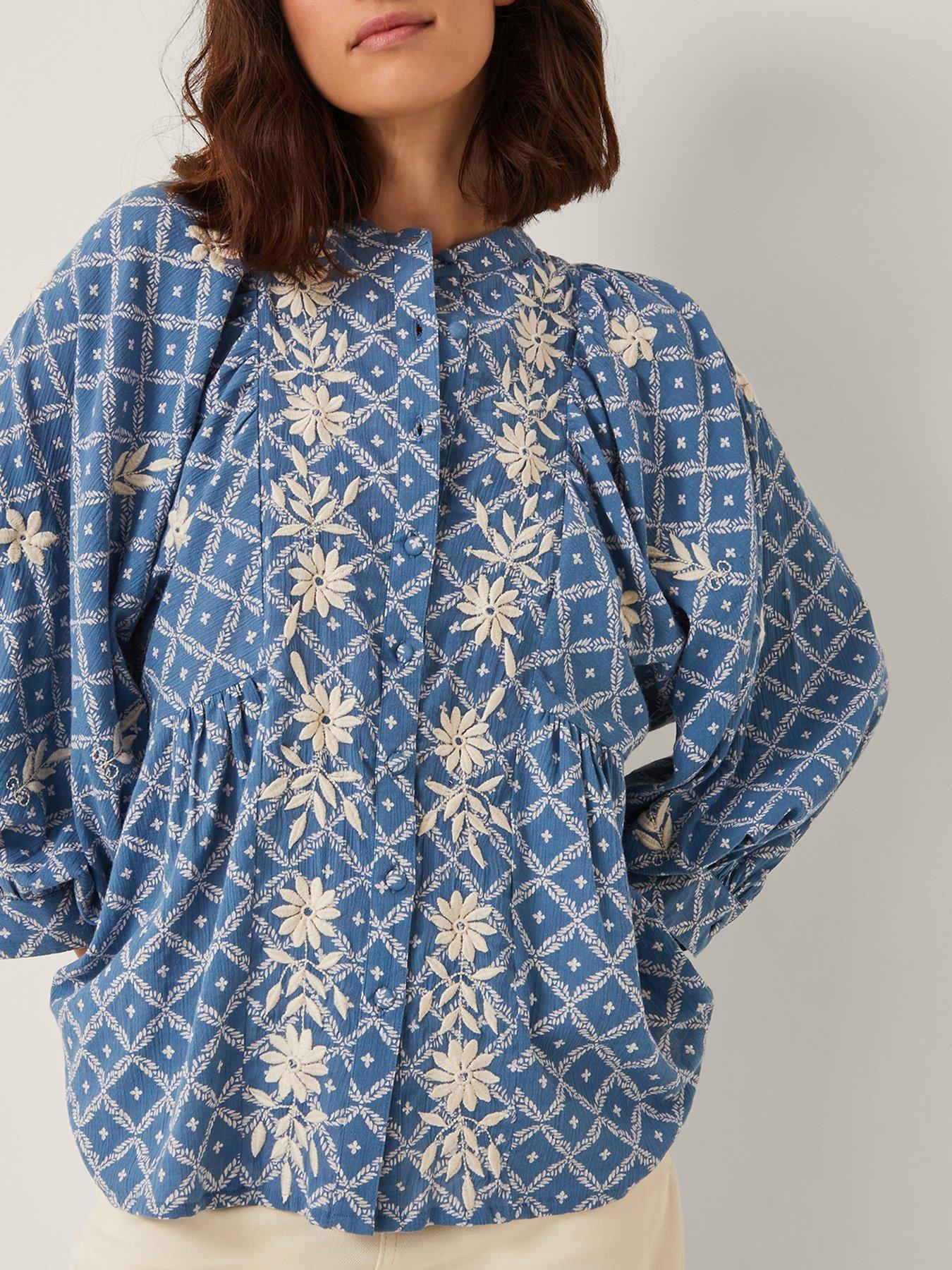 Image 1 of 5 of Monsoon Deniz Embroidered Shirt - Blue