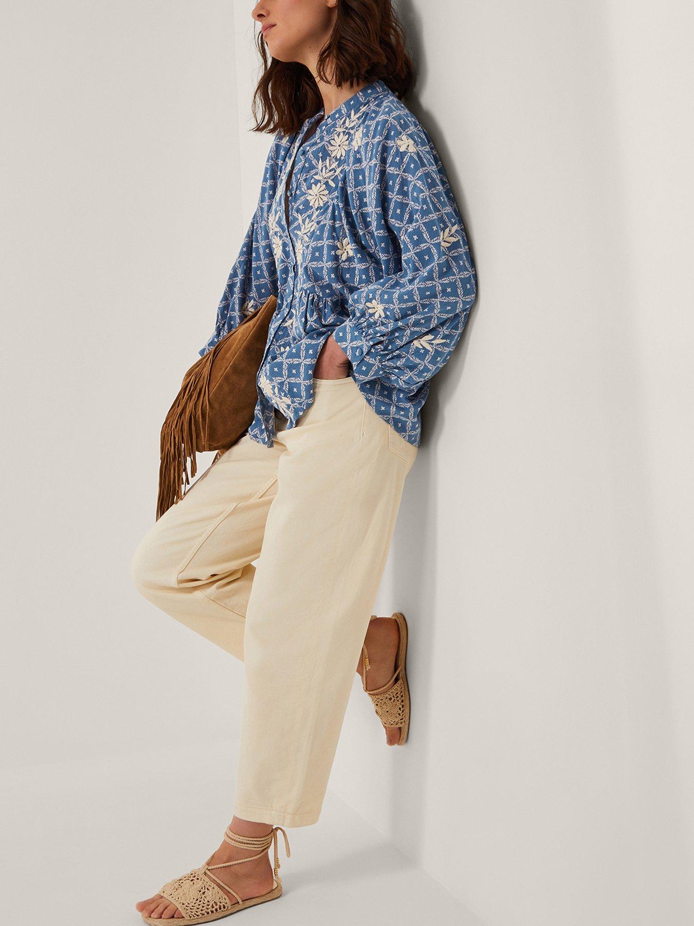 Image 4 of 5 of Monsoon Deniz Embroidered Shirt - Blue