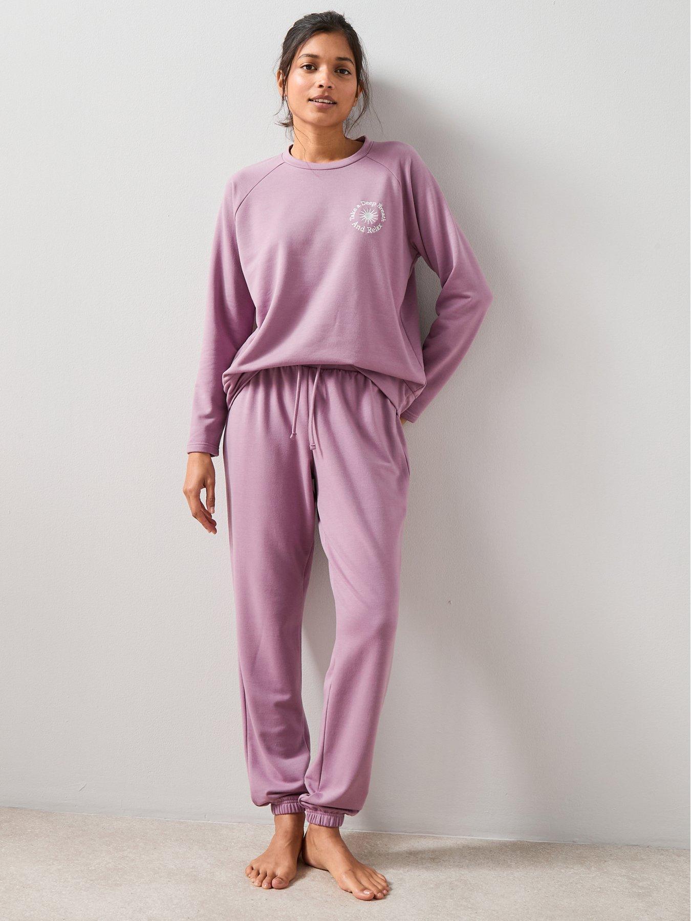 the-very-collection-soft-touch-slogan-sweat-and-jogger-loungewear-set-purple