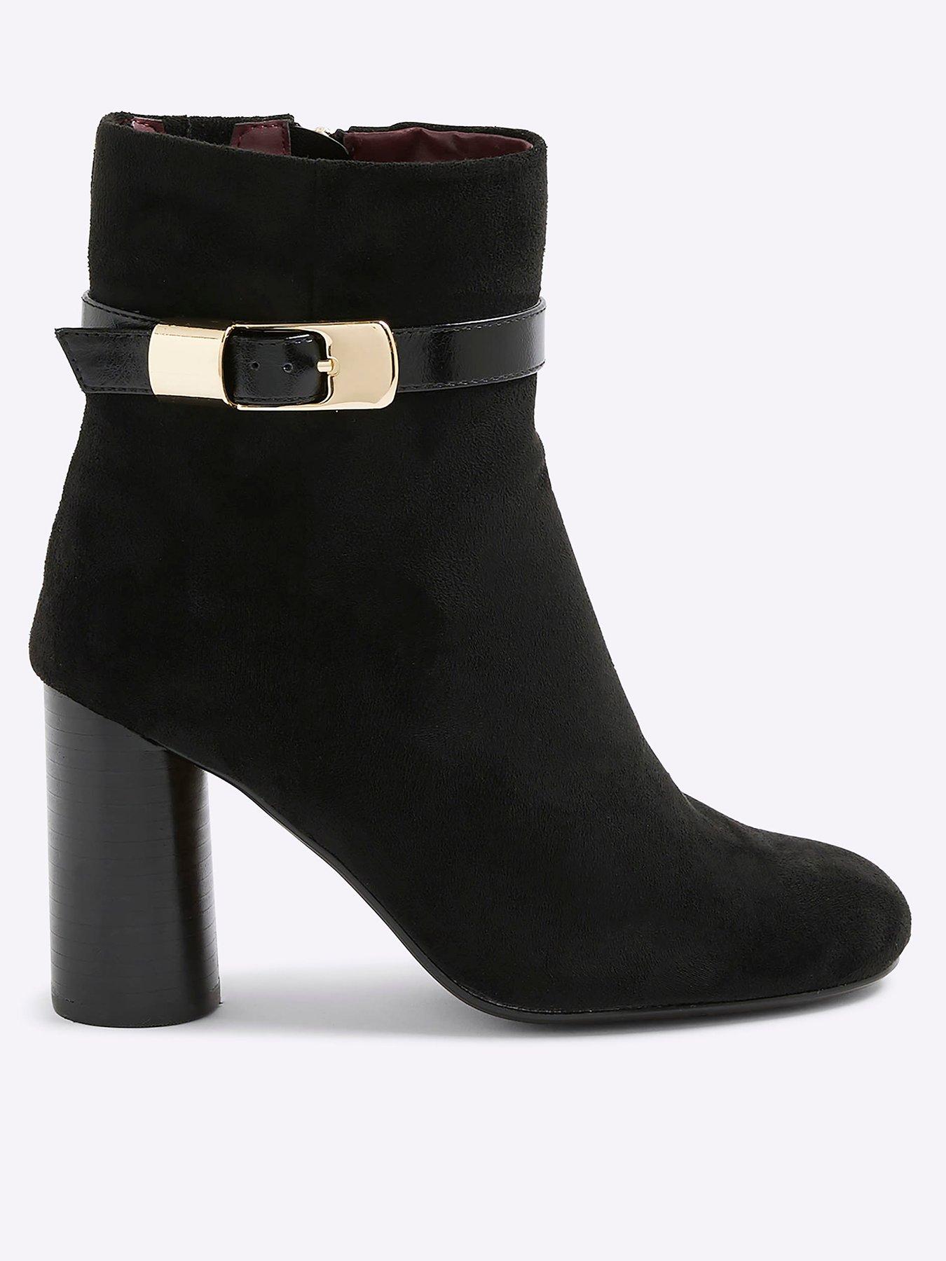 Image 2 of 6 of River Island Round Heeled Buckle Boot - Black