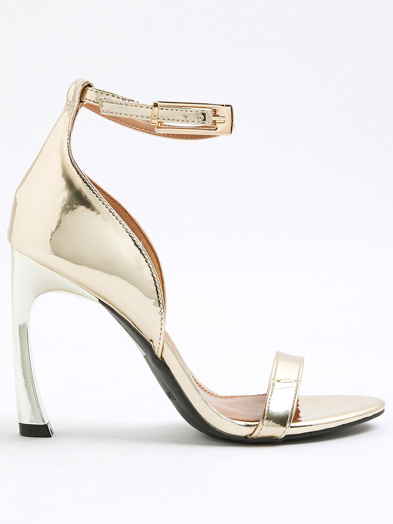 Image 3 of 6 of River Island Closed Back Banana Heel Sandal - Gold