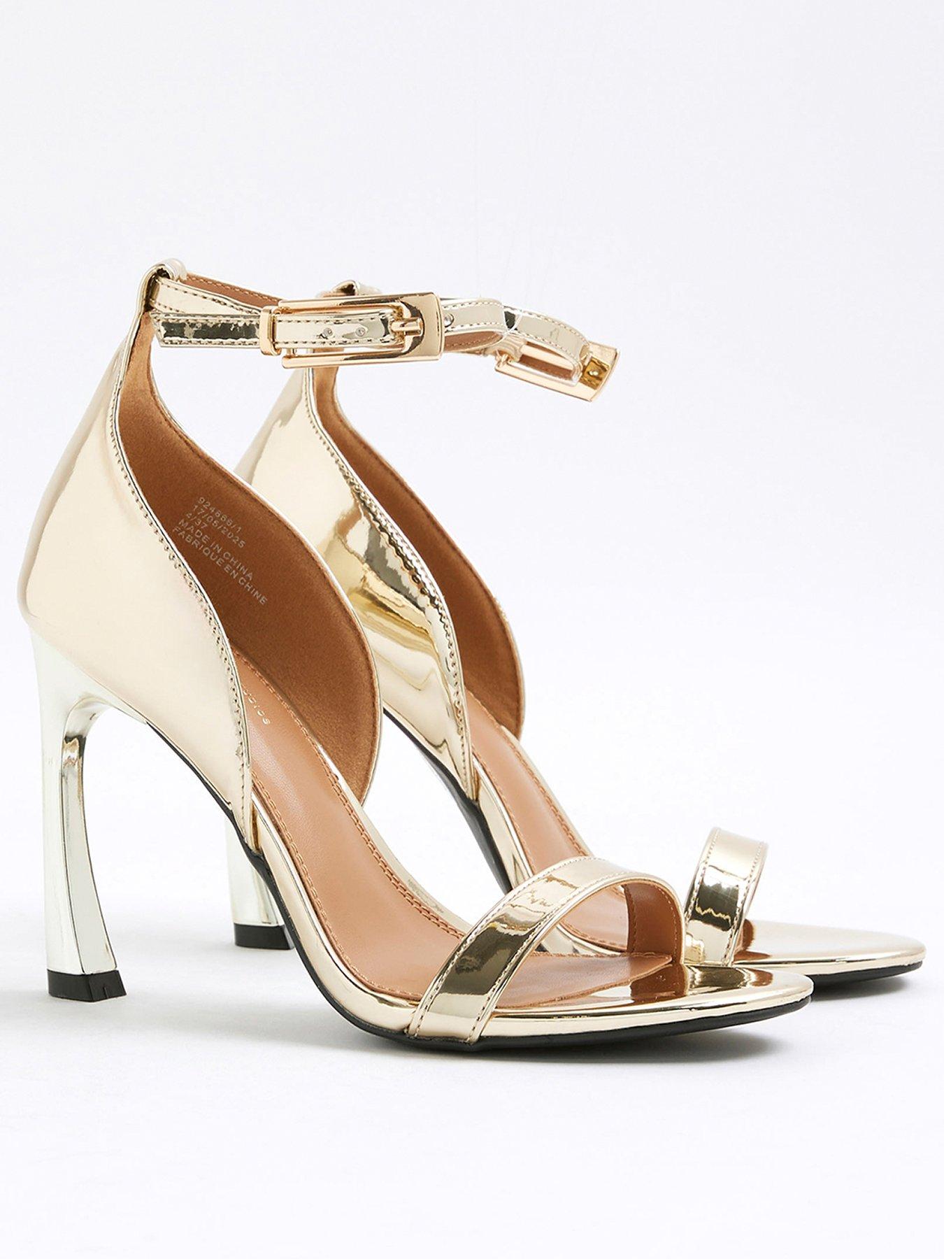 Image 4 of 6 of River Island Closed Back Banana Heel Sandal - Gold