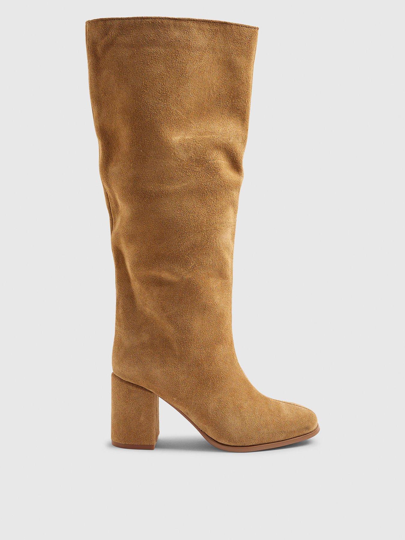 River Island Block Heel High Leg Boot - Brown