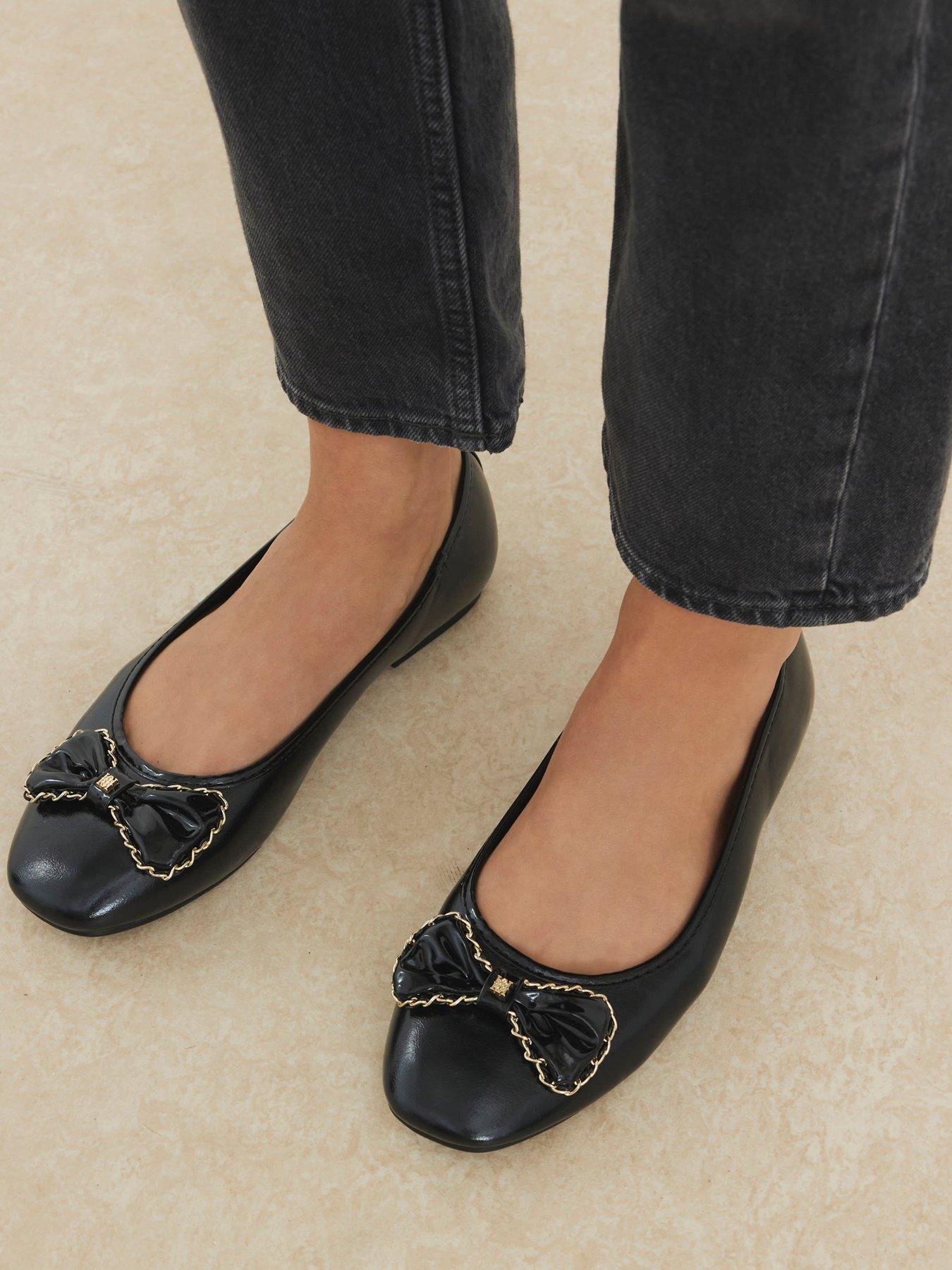 River Island Chain Bow Ballerina - Black
