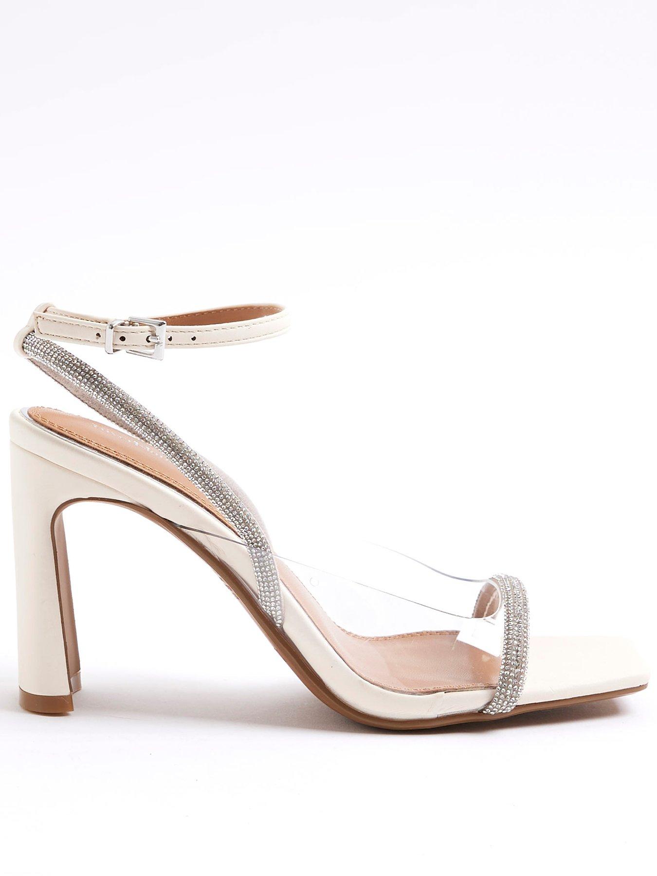 River Island Perspex Heatseal Heeled Sandals - White