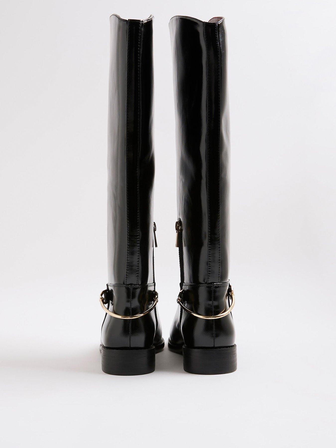 Image 2 of 6 of River Island High Leg Riding Boot - Black