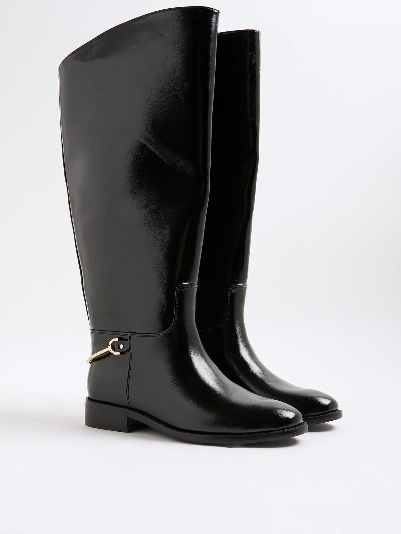 Image 4 of 6 of River Island High Leg Riding Boot - Black