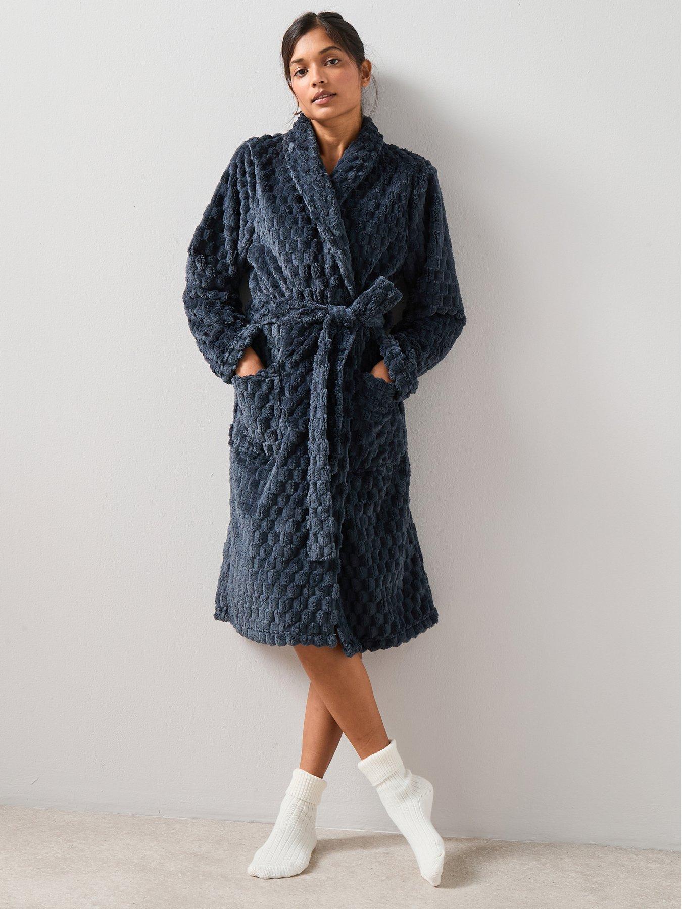The Very Collection Soft Touch Textured Robe - Dark Charcoal