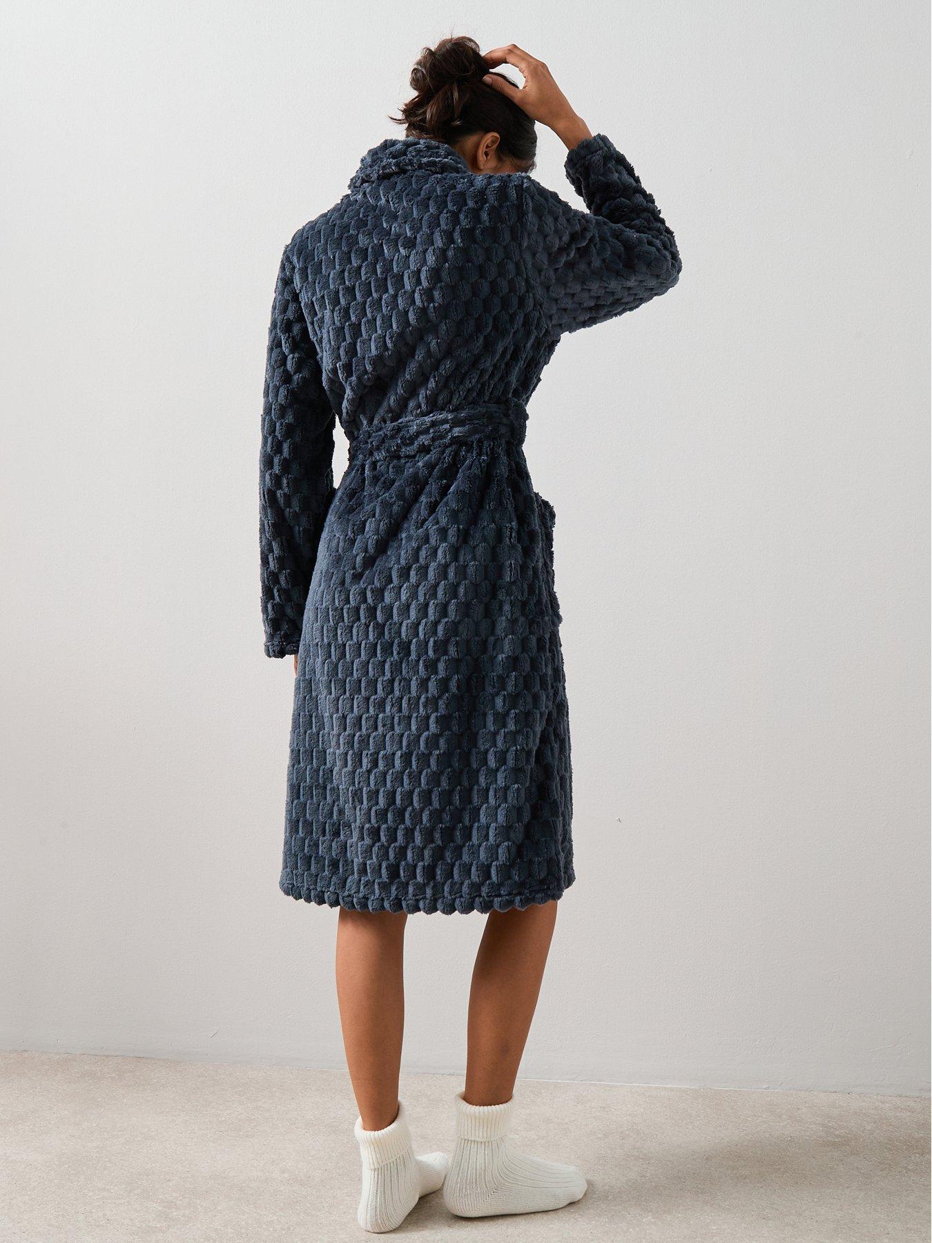 Image 2 of 7 of The Very Collection Soft Touch Textured Robe - Dark Charcoal&nbsp;