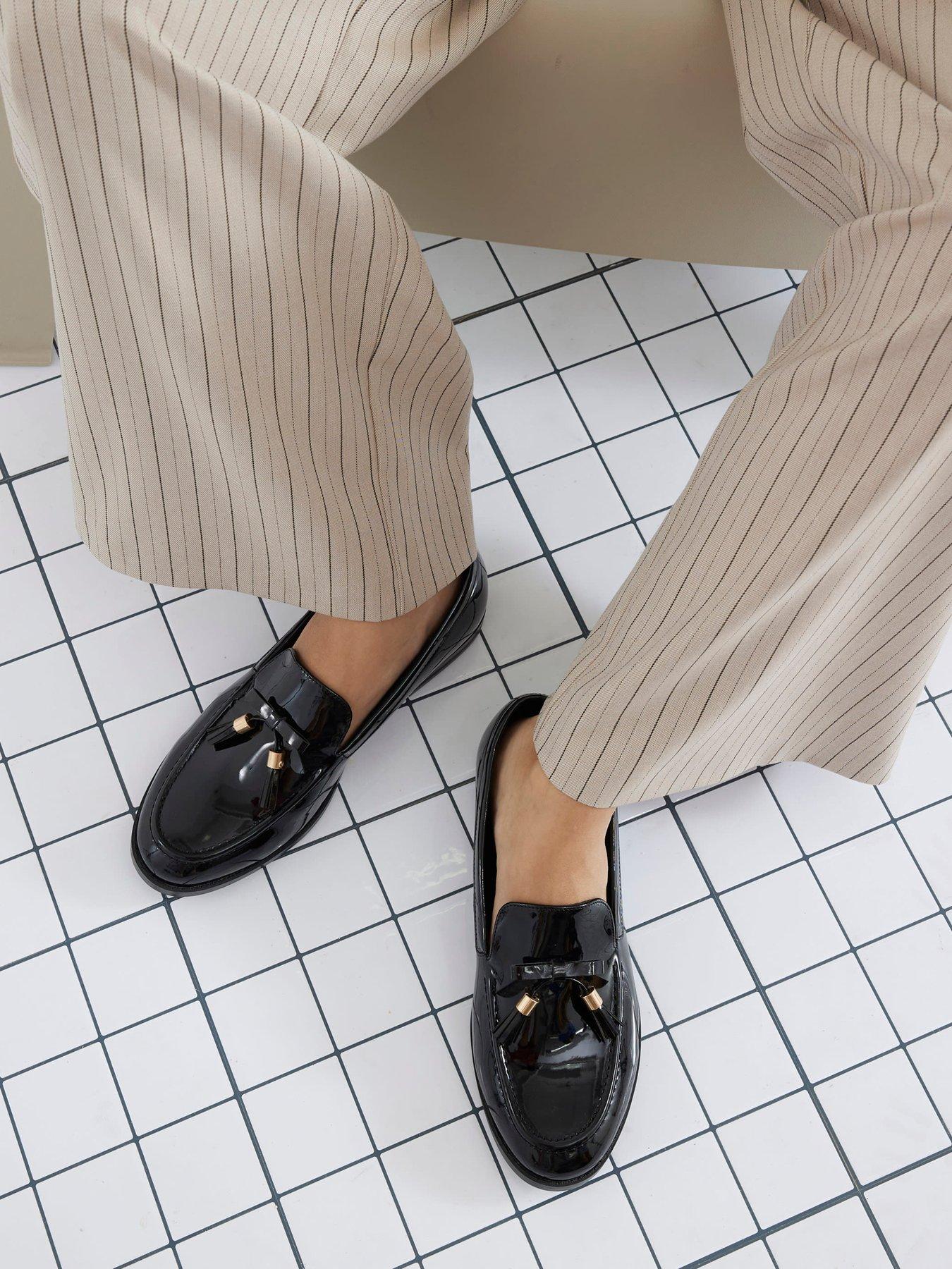 River Island Patent Tassel Loafer - Black