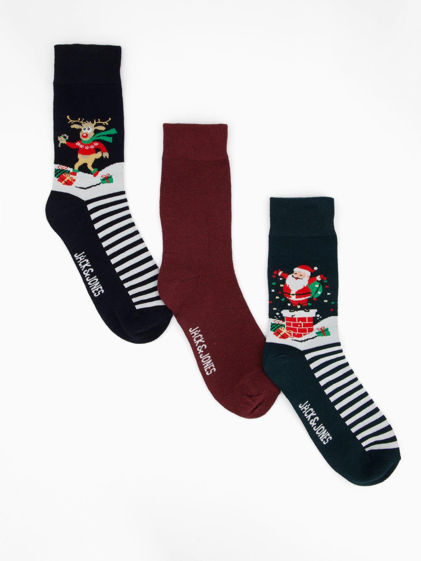 Jack & Jones Snowy 3 Pack Crew Socks Christmas Giftbox - Multi