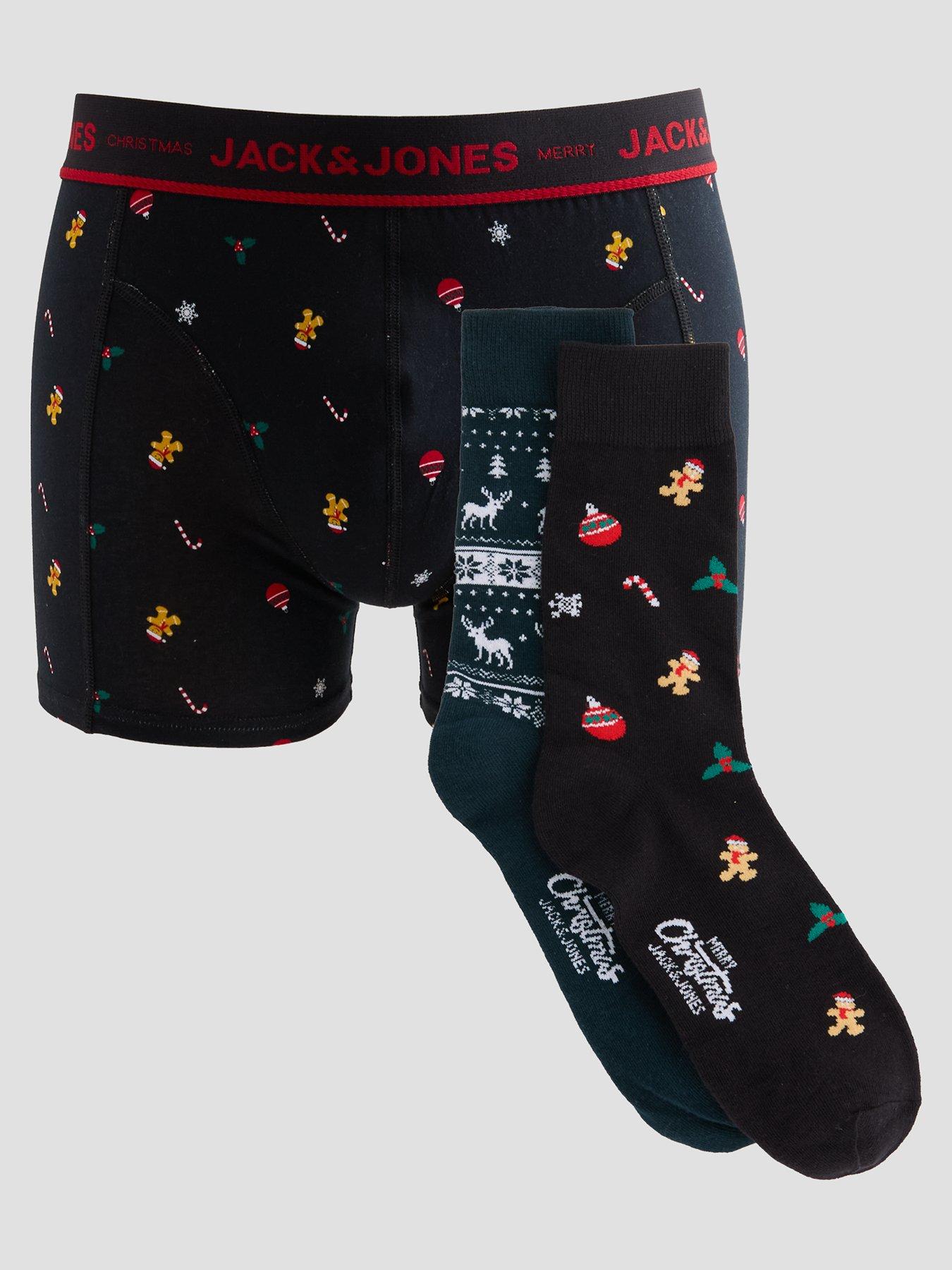 Jack & Jones Mistletoe Trunks and Socks Christmas Giftbox - Black