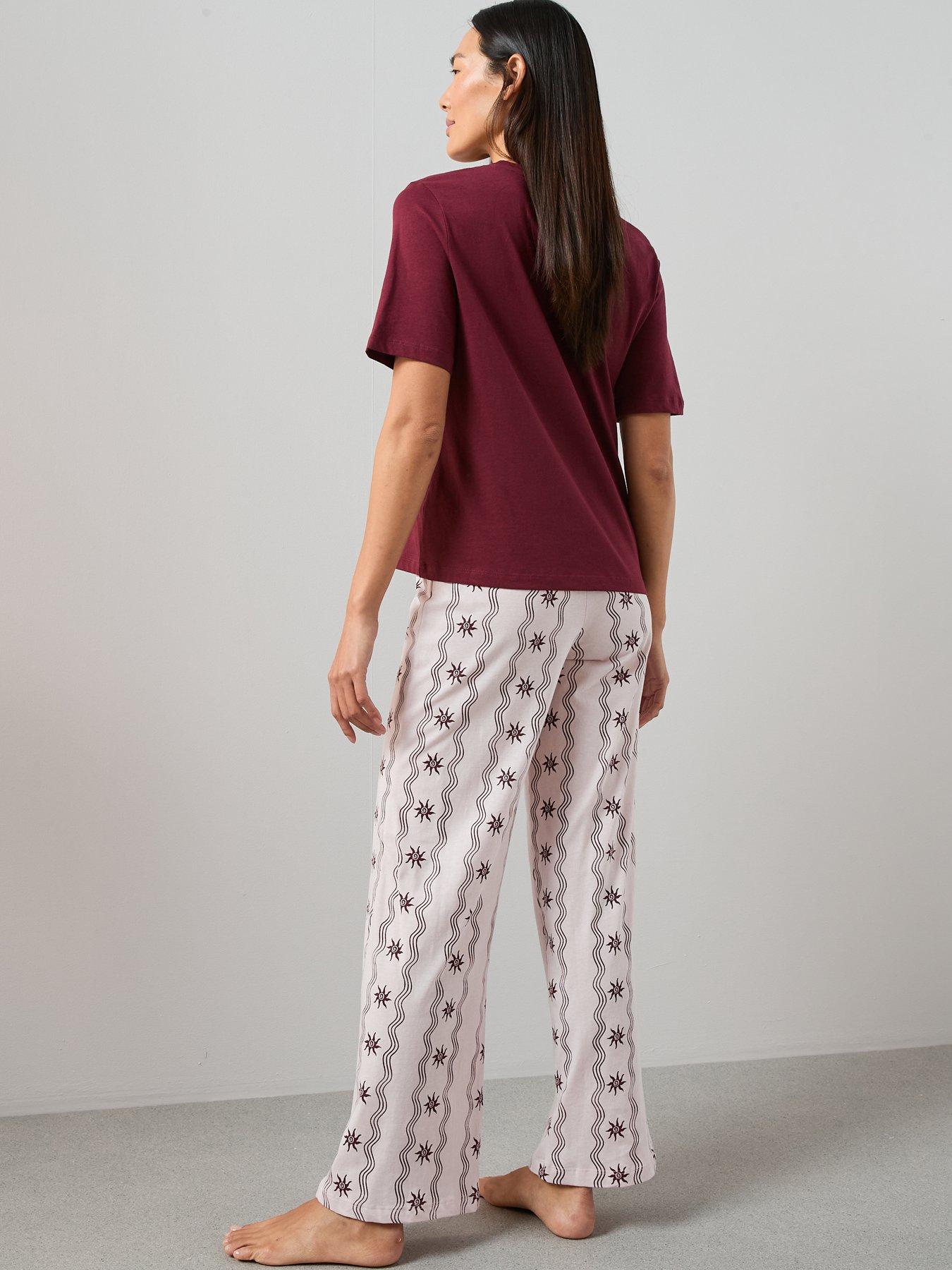 the-very-collection-v-neck-sun-abstract-print-tshirt-and-wide-leg-pyjama-bottoms-pinkstillFront