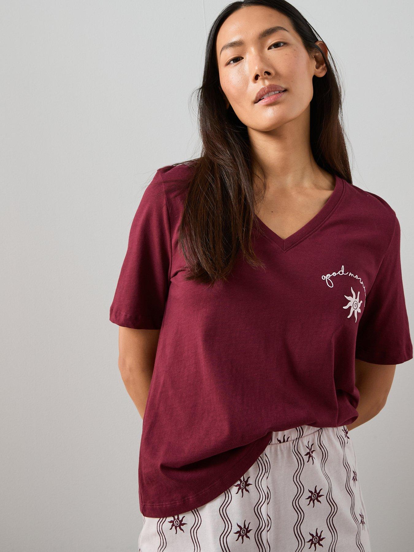 the-very-collection-v-neck-sun-abstract-print-tshirt-and-wide-leg-pyjama-bottoms-pinkoutfit