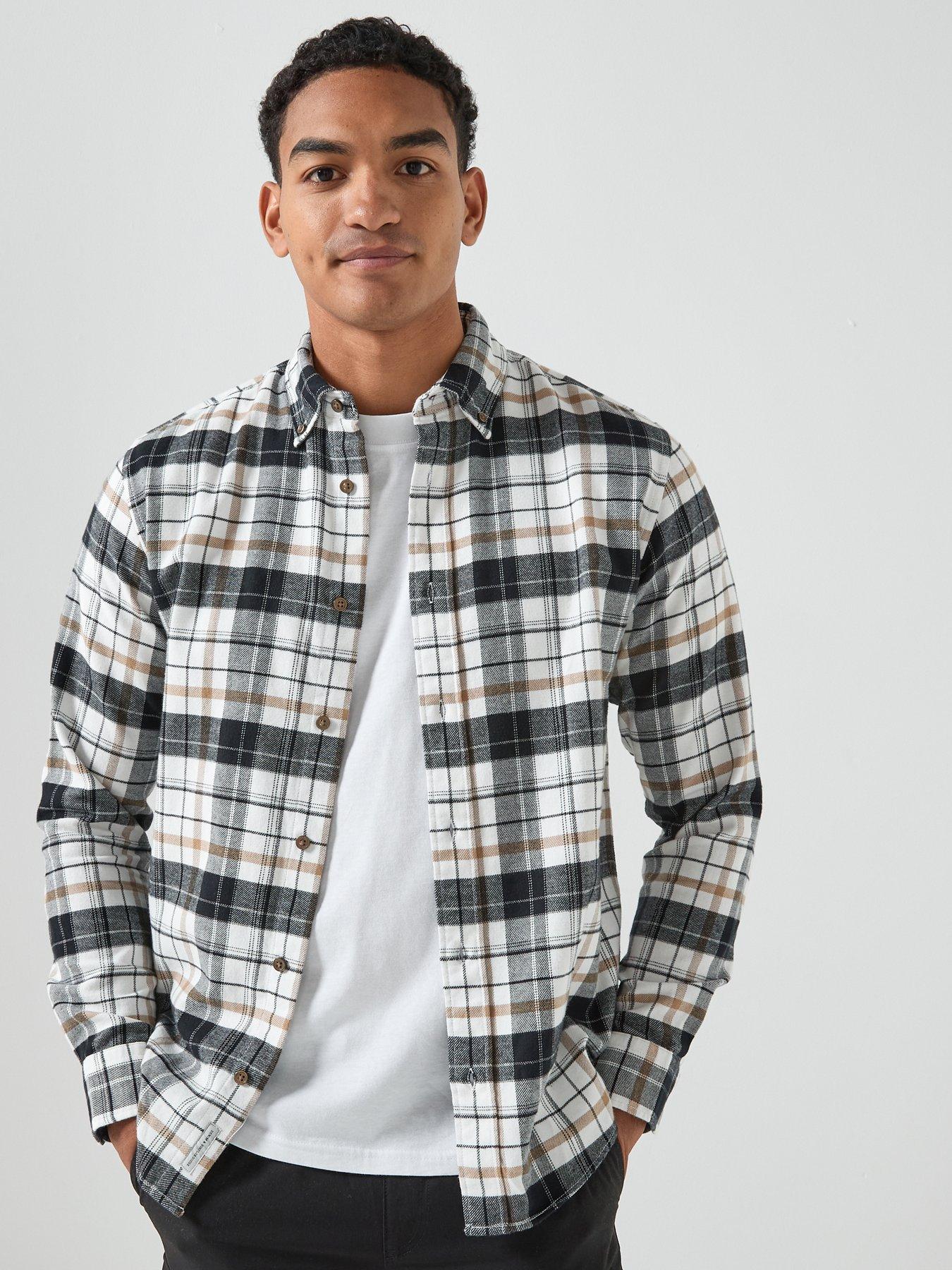 Jack & Jones Barkley Flannel Long Sleeve Check Shirt - Grey