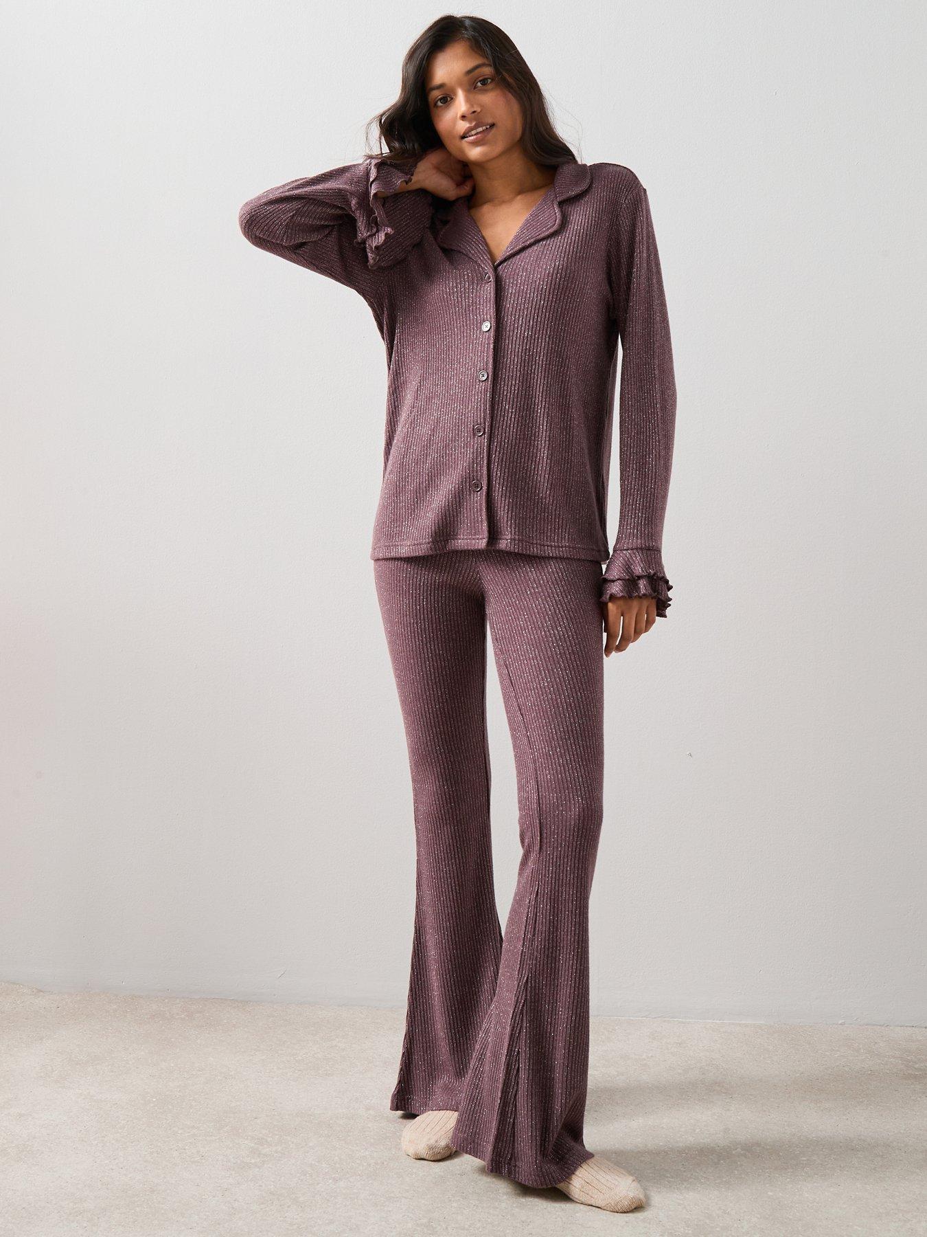 The Very Collection Glitter Flare Cuff Revere Pj Set - Pink