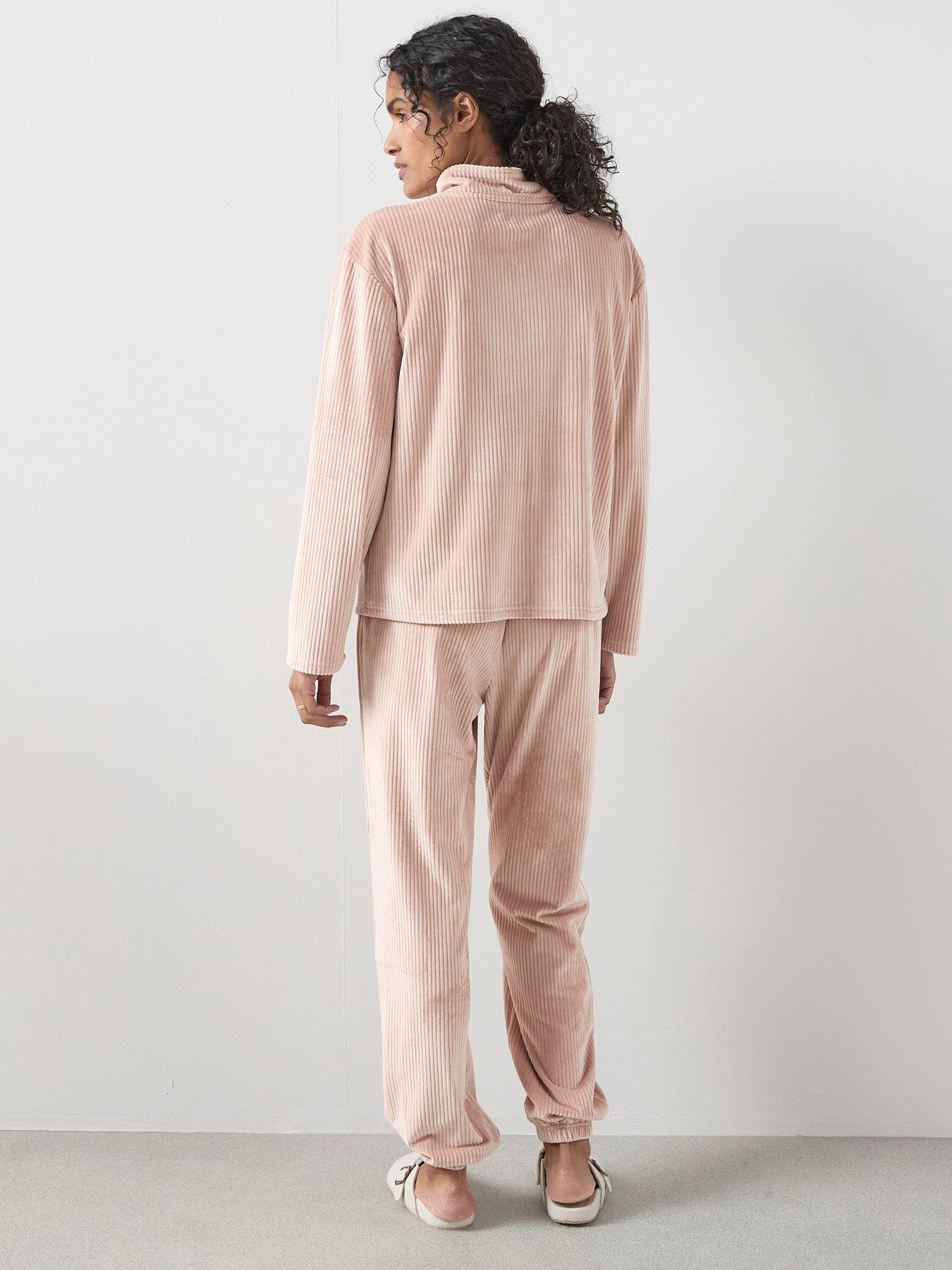 the-very-collection-velour-half-zip-fleece-and-jogger-loungewear-set-blushstillFront