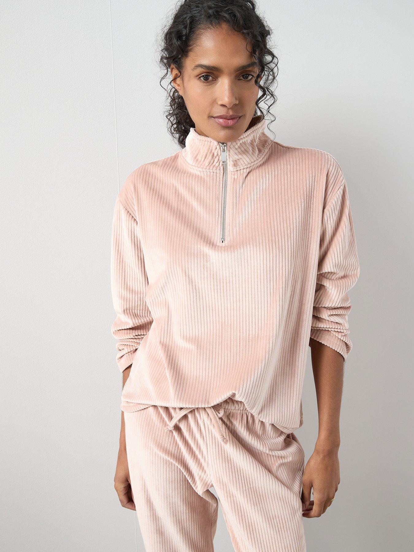 the-very-collection-velour-half-zip-fleece-and-jogger-loungewear-set-blushoutfit