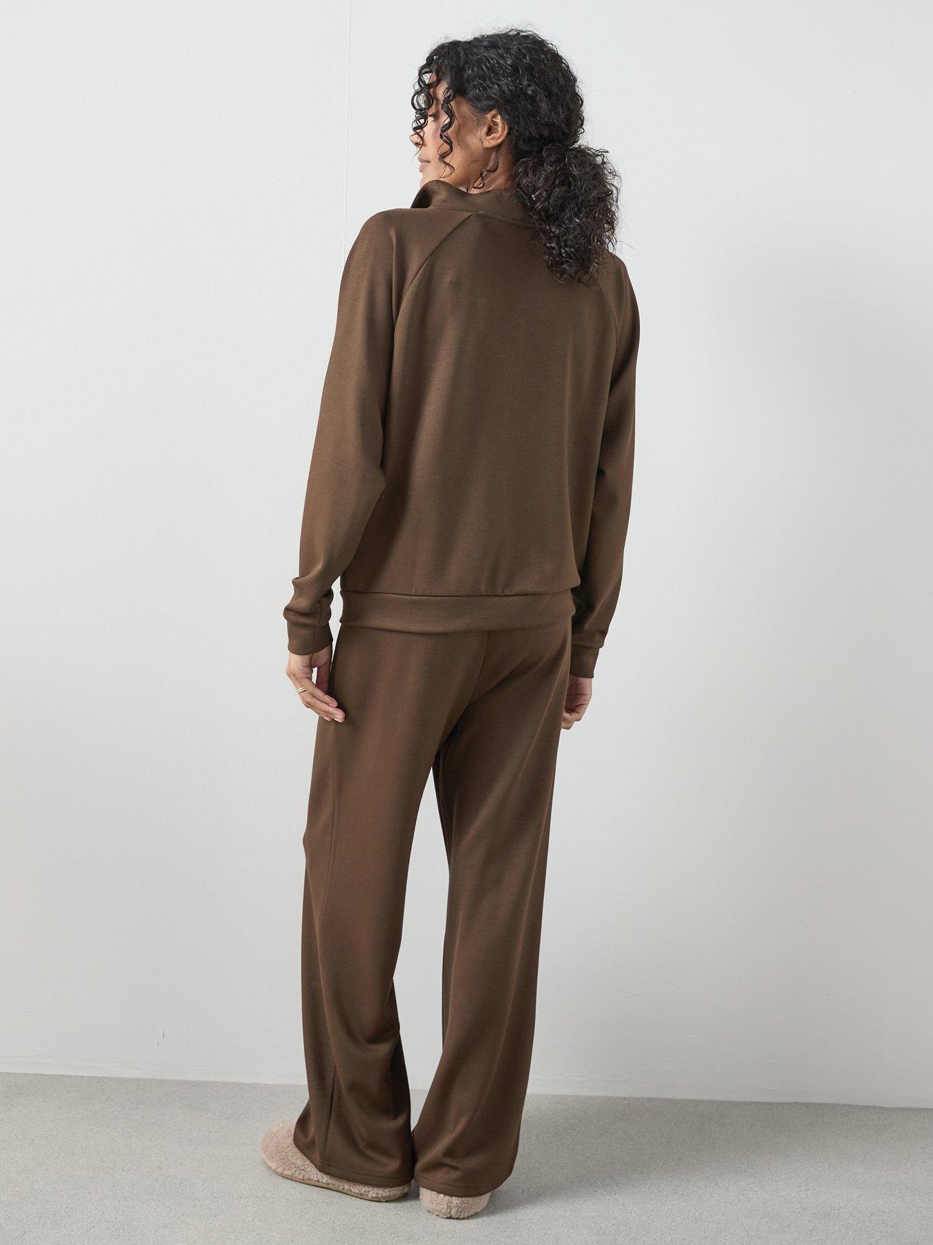 the-very-collection-high-neck-zip-through-loungewear-set-brownstillFront