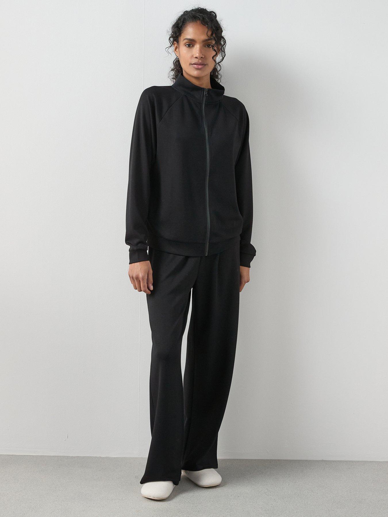 The Very Collection High Neck Zip Through Loungewear Set - Black