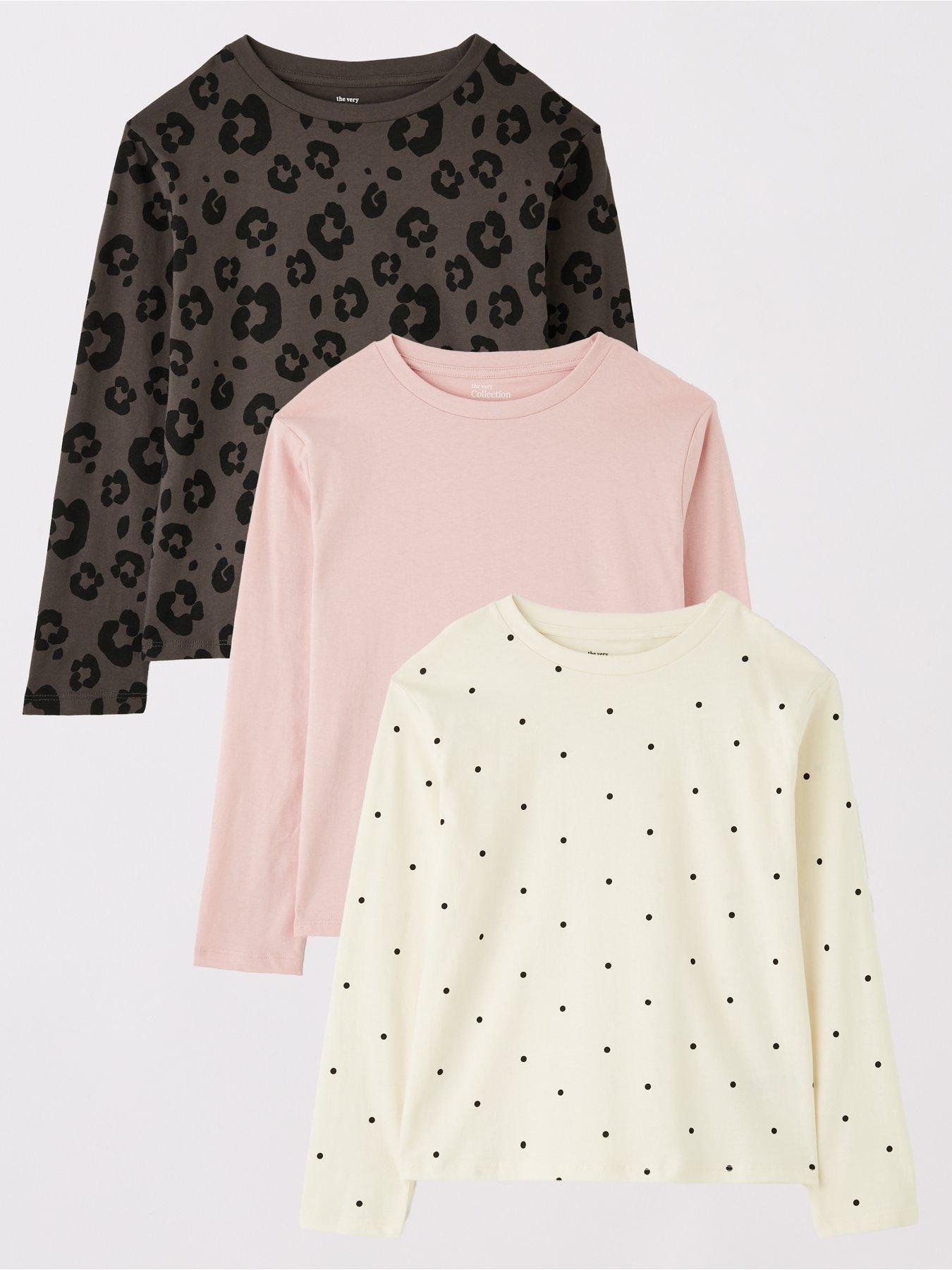 The Very Collection Girls 3 Pack Cotton T-shirts - Multi