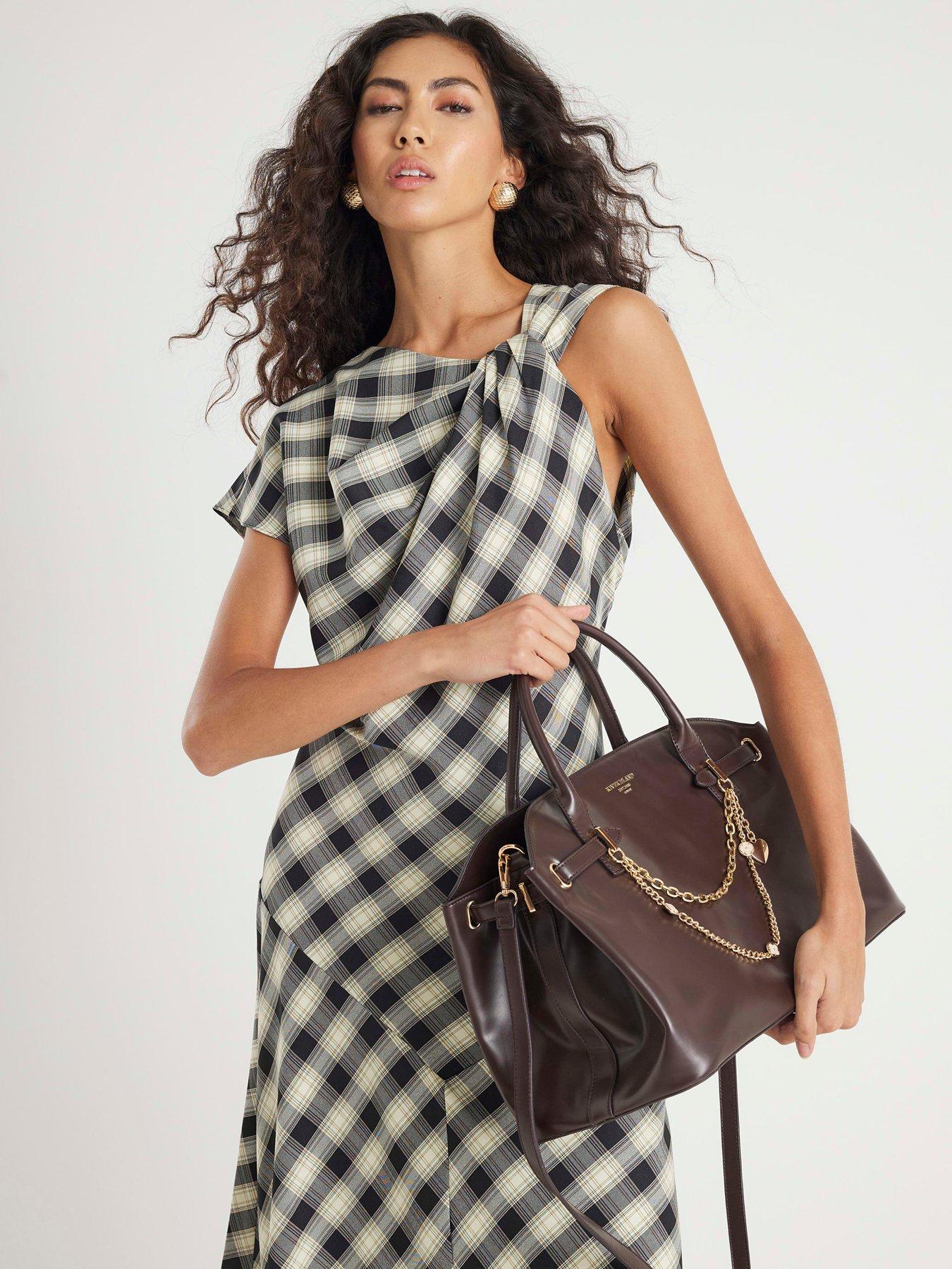 River Island Large Slouchy Charm Tote Bag - Brown