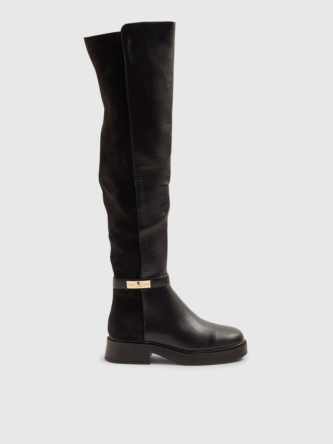 river-island-flat-riding-boot-black
