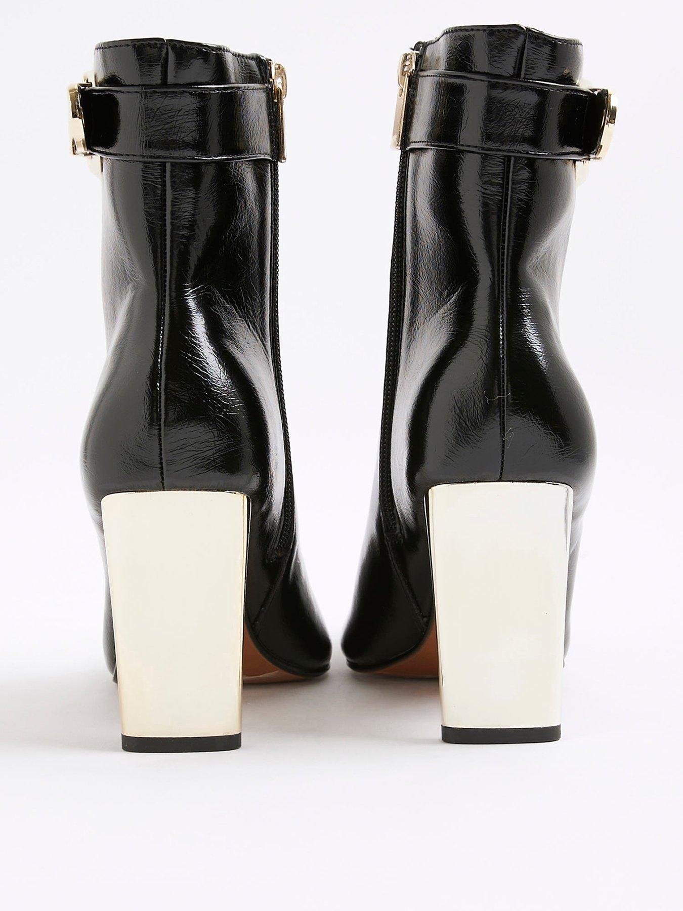 Image 4 of 6 of River Island Metal Heel Point Toe Boot - Black