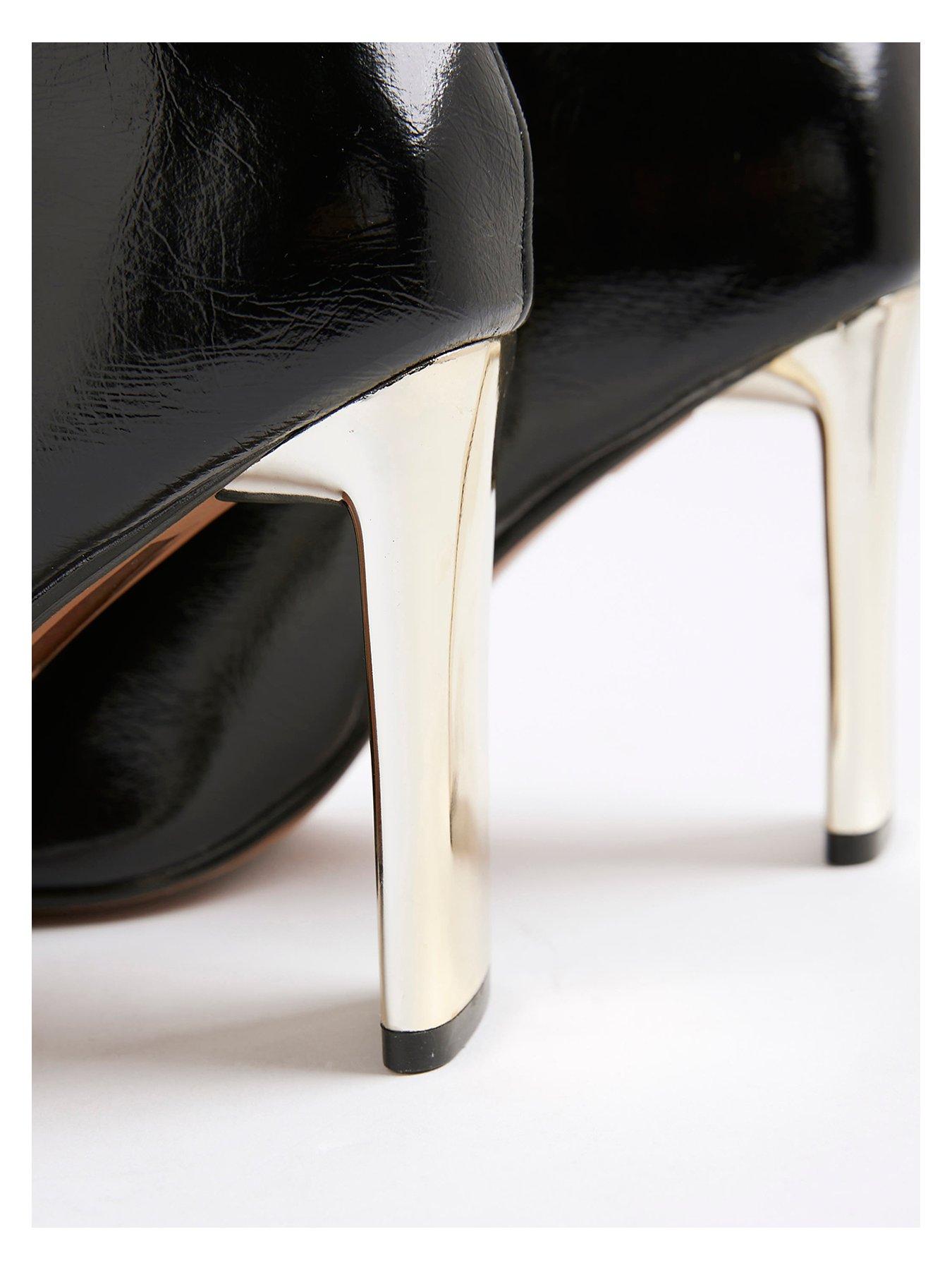 Image 5 of 6 of River Island Metal Heel Point Toe Boot - Black