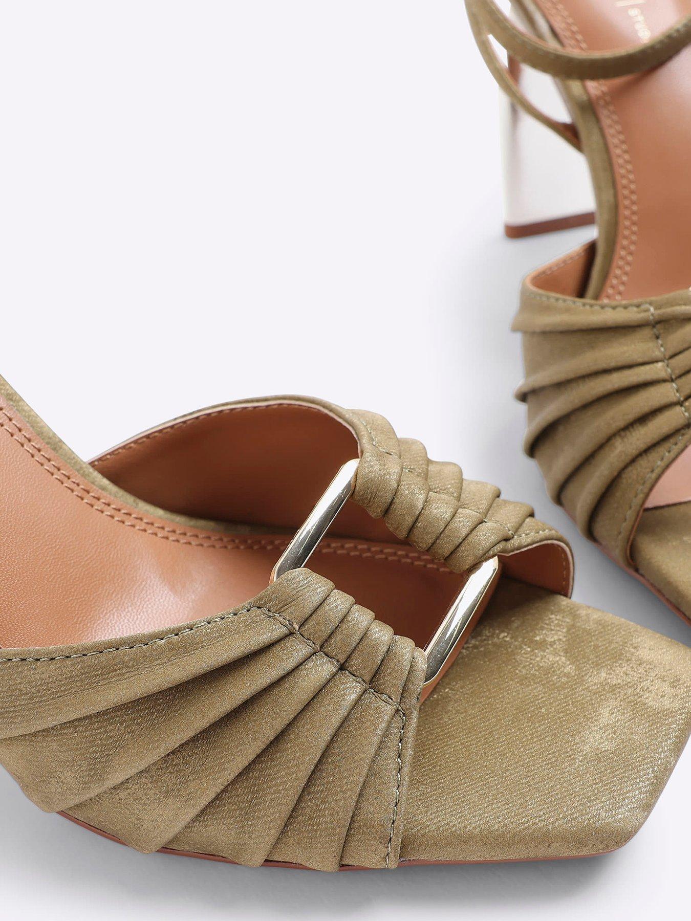 Image 5 of 6 of River Island Pleated Ring Heeled Sandals - Green