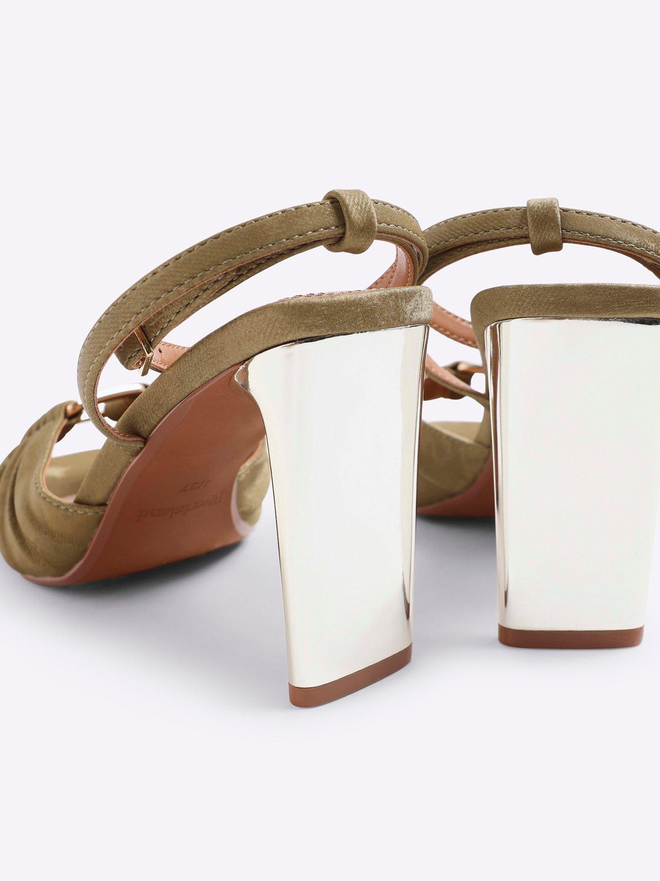 Image 6 of 6 of River Island Pleated Ring Heeled Sandals - Green