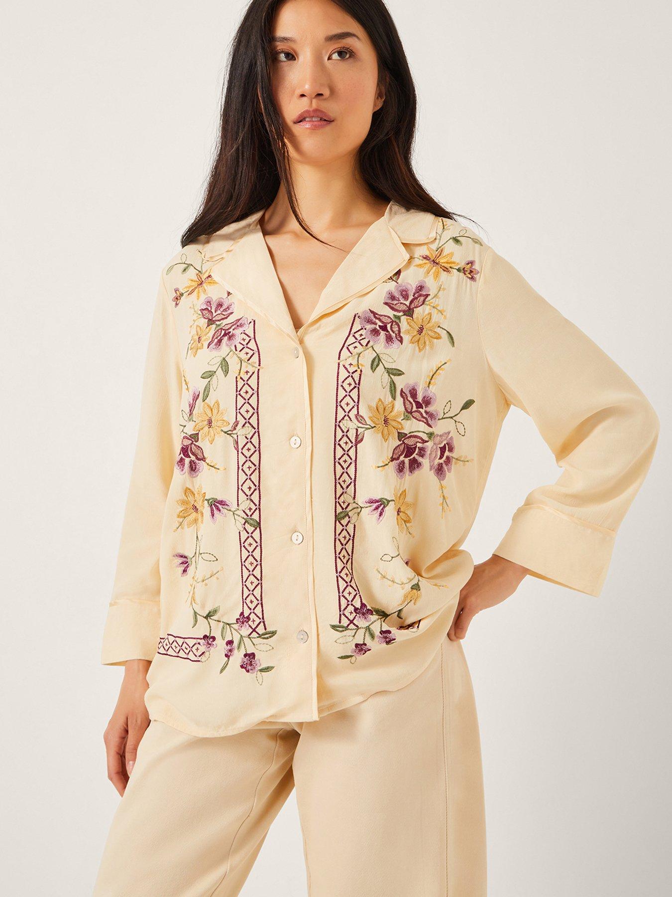 Image 1 of 4 of Monsoon Elodie Embroidered Shirt - Ivory