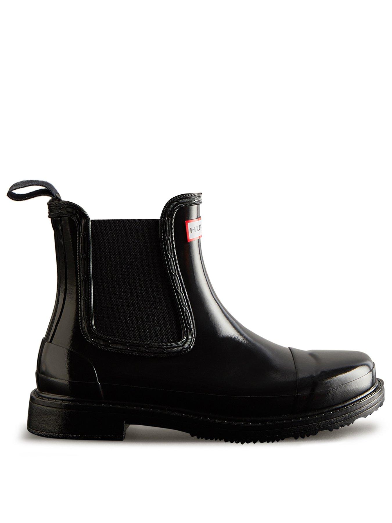 hunter-chelsea-commando-gloss-wellington-boot--blackstillFront
