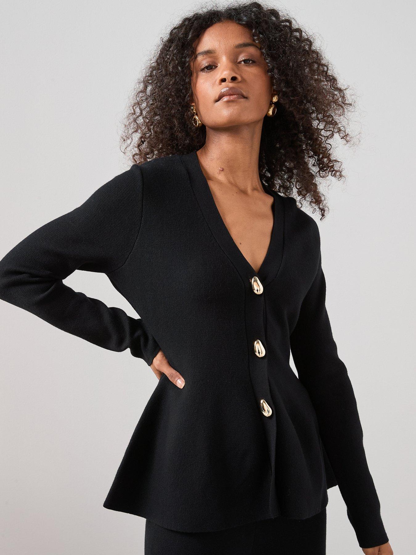 The Very Collection Button Detail Knitted Peplum Cardigan Coord