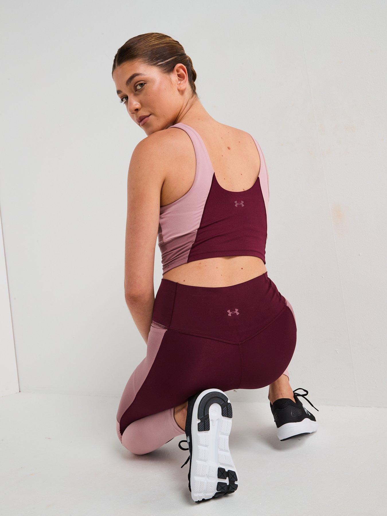 Image 5 of 6 of UNDER ARMOUR Womens Training Meridian Colourblock Ankle Tights - Burgundy